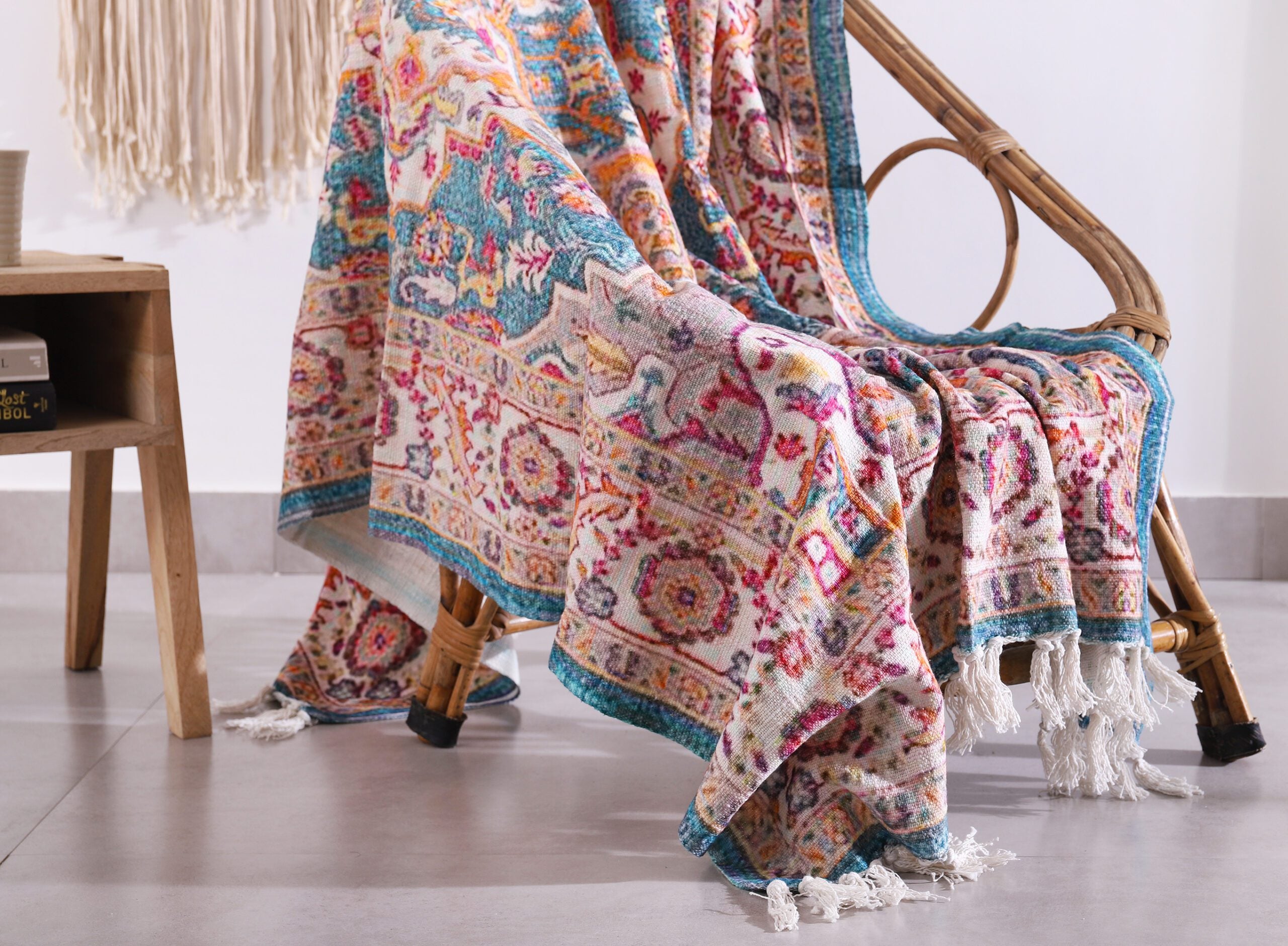 Luxury Rustic Cotton Wool Throw Rug Blanket Quilt | Large Picnic Throw Rug | Gift Valentines Mothers Day Easter | Boho Throw | Home Décor