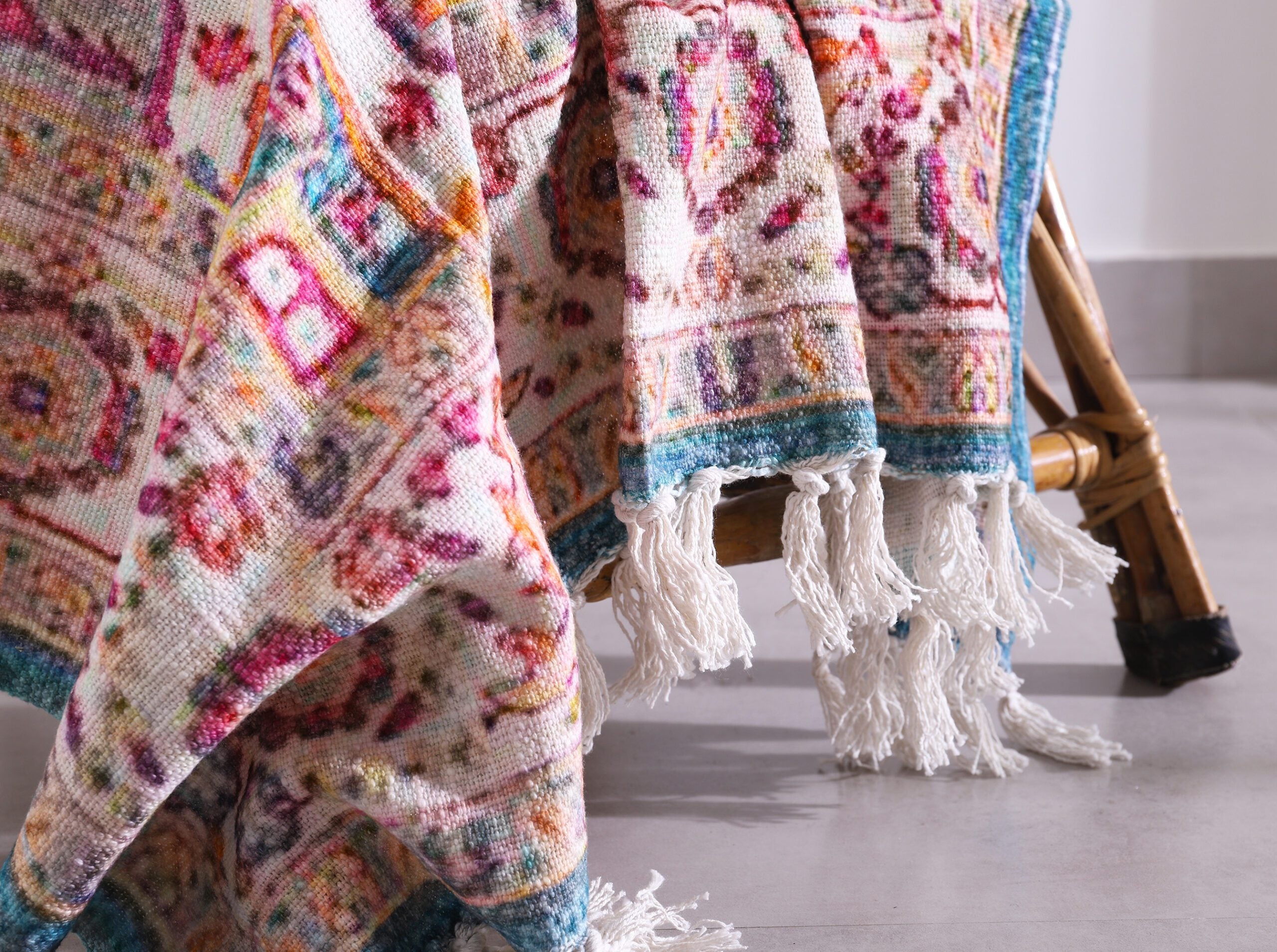 Luxury Rustic Cotton Wool Throw Rug Blanket Quilt | Large Picnic Throw Rug | Gift Valentines Mothers Day Easter | Boho Throw | Home Décor