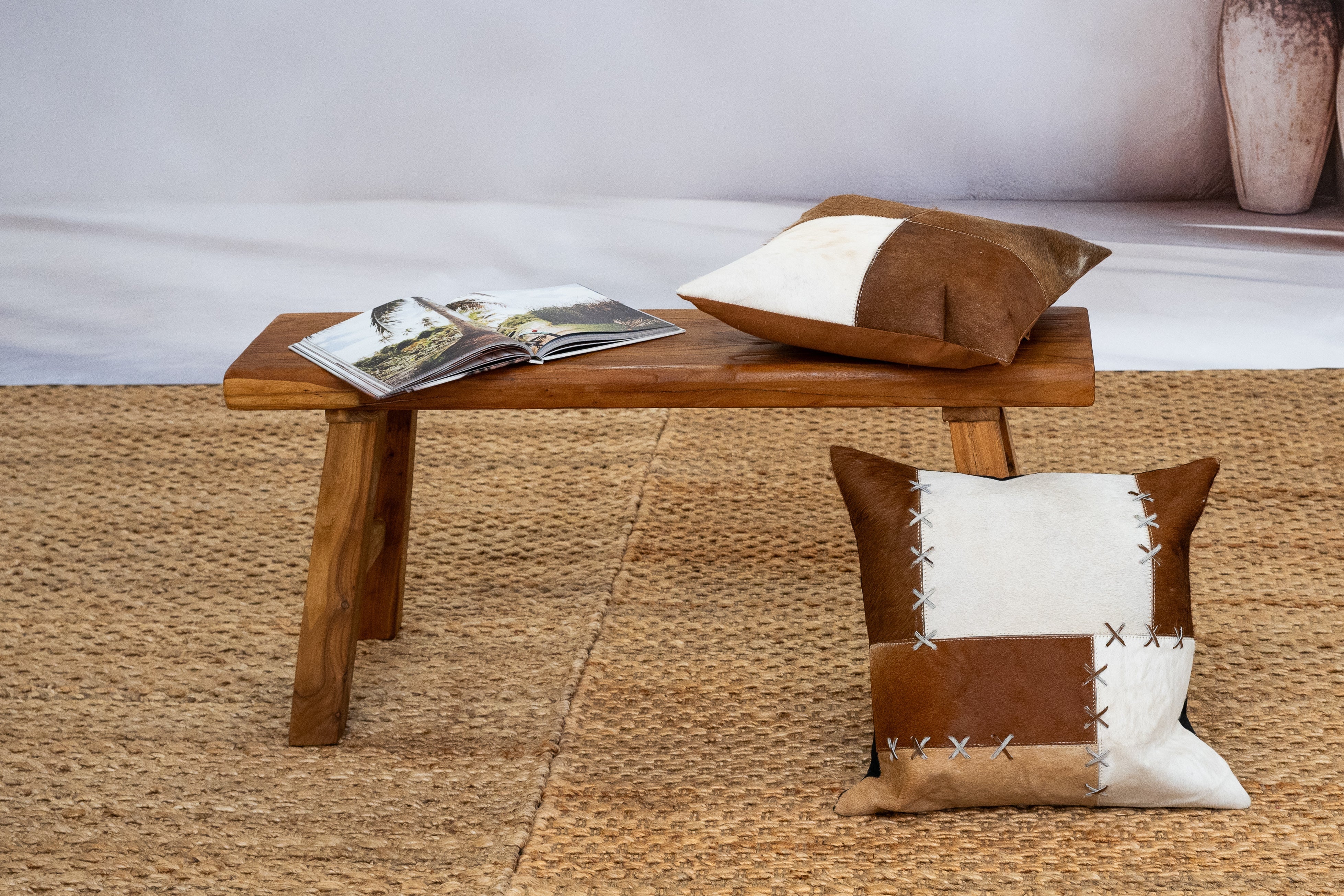 45x45cm handmade cowhide decorative cushion