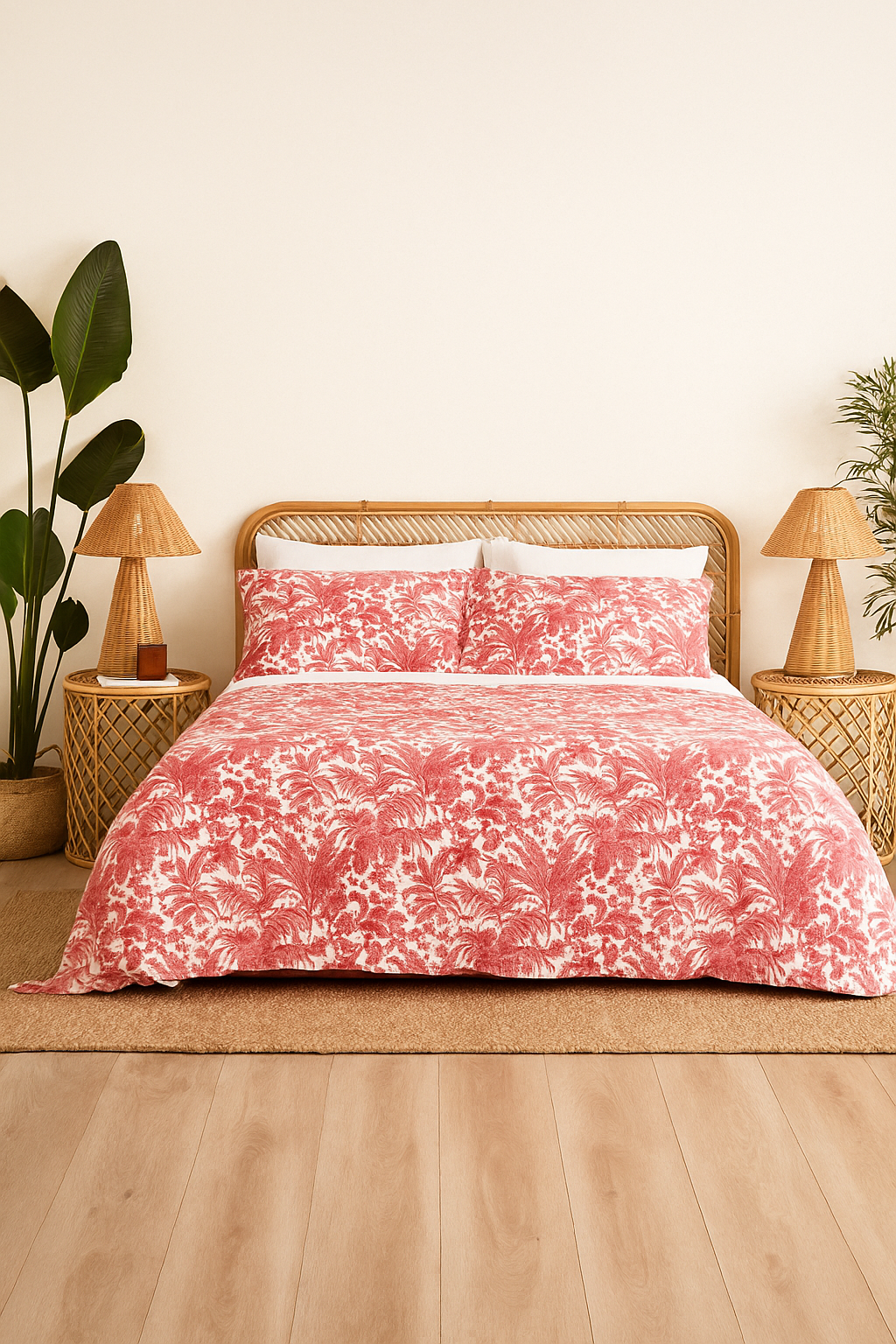 Blush Botanica botanical print cotton quilt
