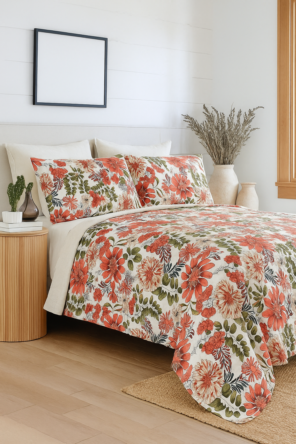 Coral Bloom Cotton Quilt Set King Size by Craftluxe