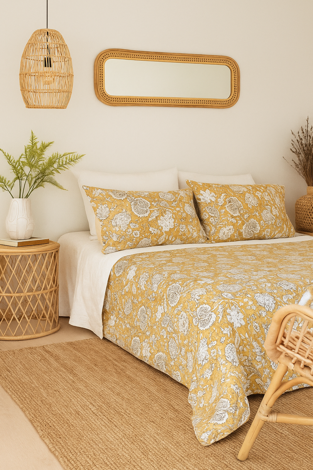 Boho Floral Luxe Quilt Set for Stylish Bedroom Decor