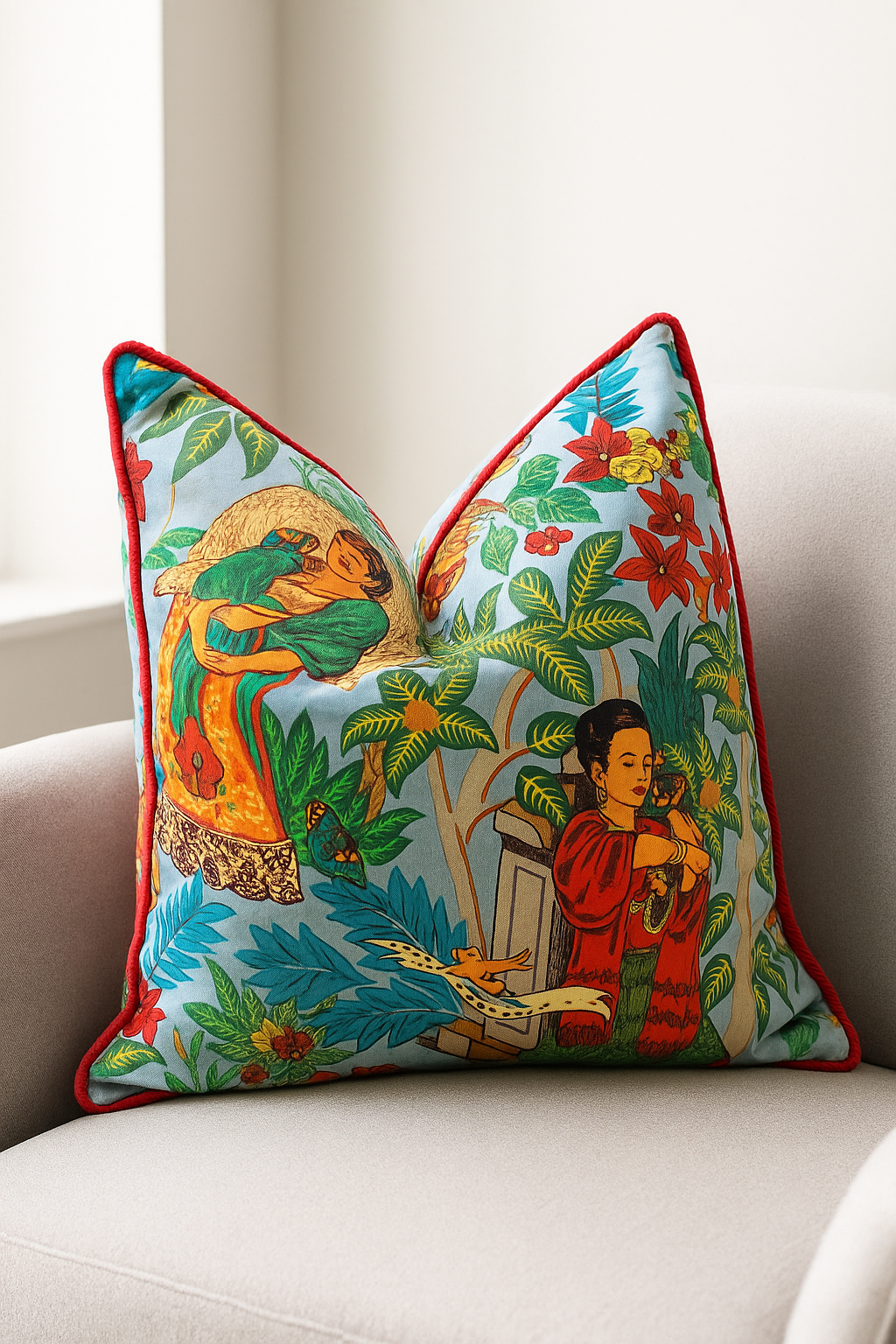 Ritmo de Mexico 100% cotton cushion cover with Frida inspired design