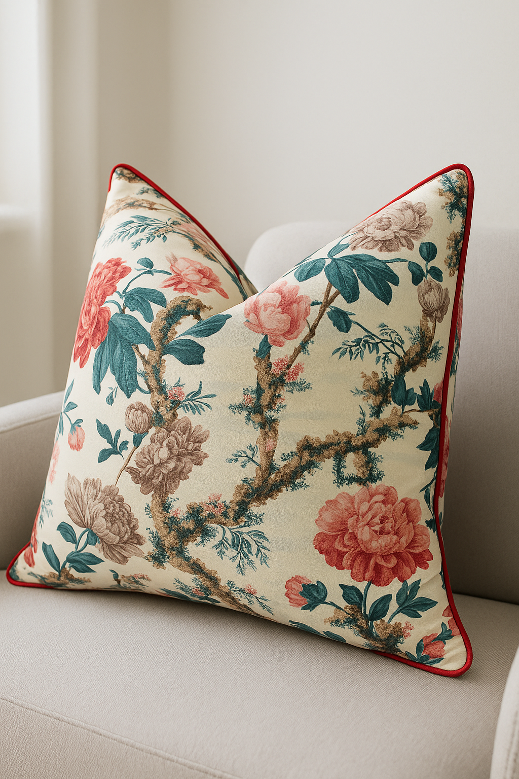 Floral Hideaway 100% cotton cushion cover with Botanical Bloom design