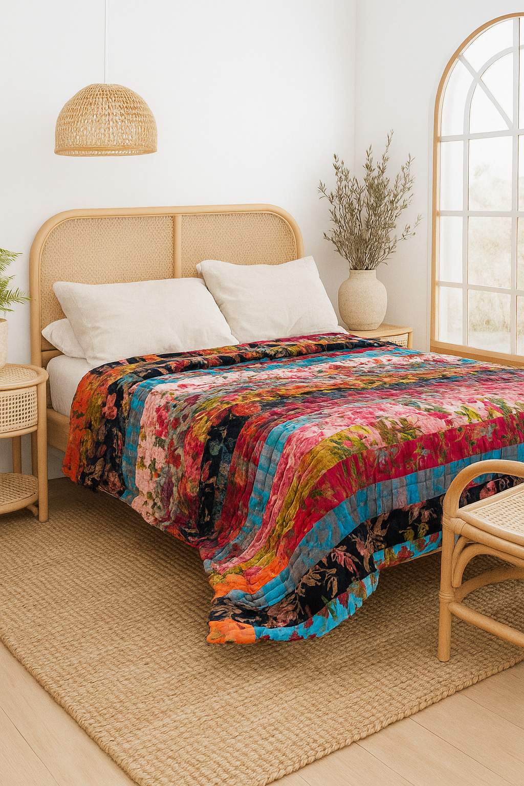 Unique velvet patchwork blanket for bedroom decor