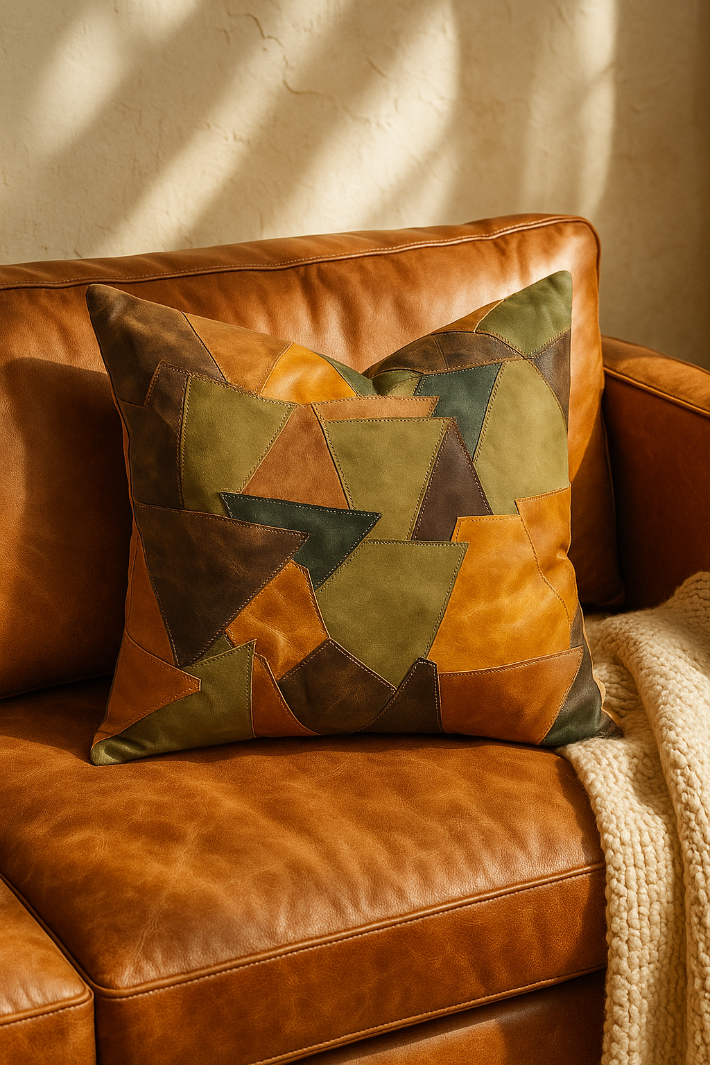 60x60cm rustic leather cushion cover for sofa