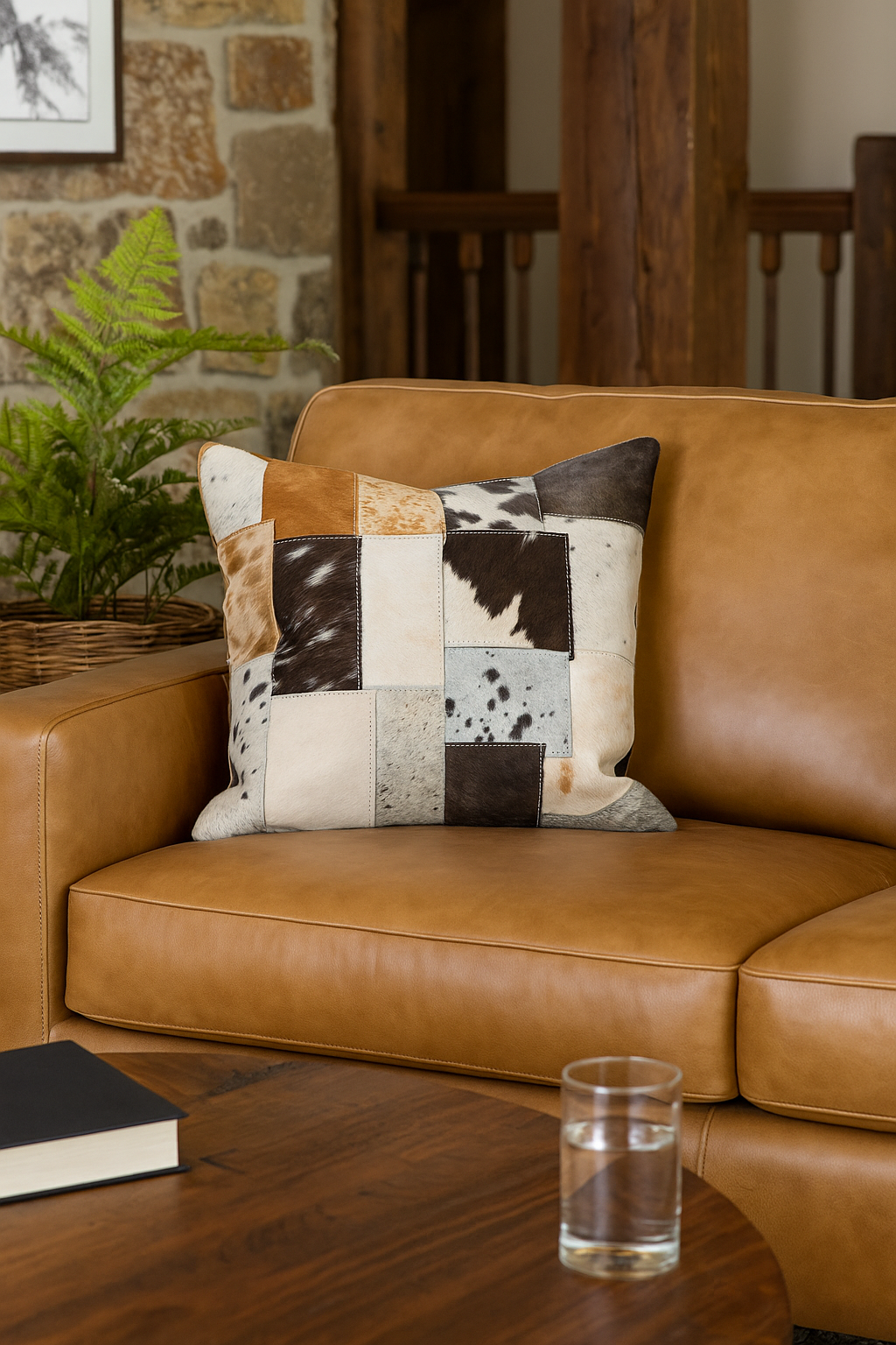 45x45cm natural cowhide decorative cushion