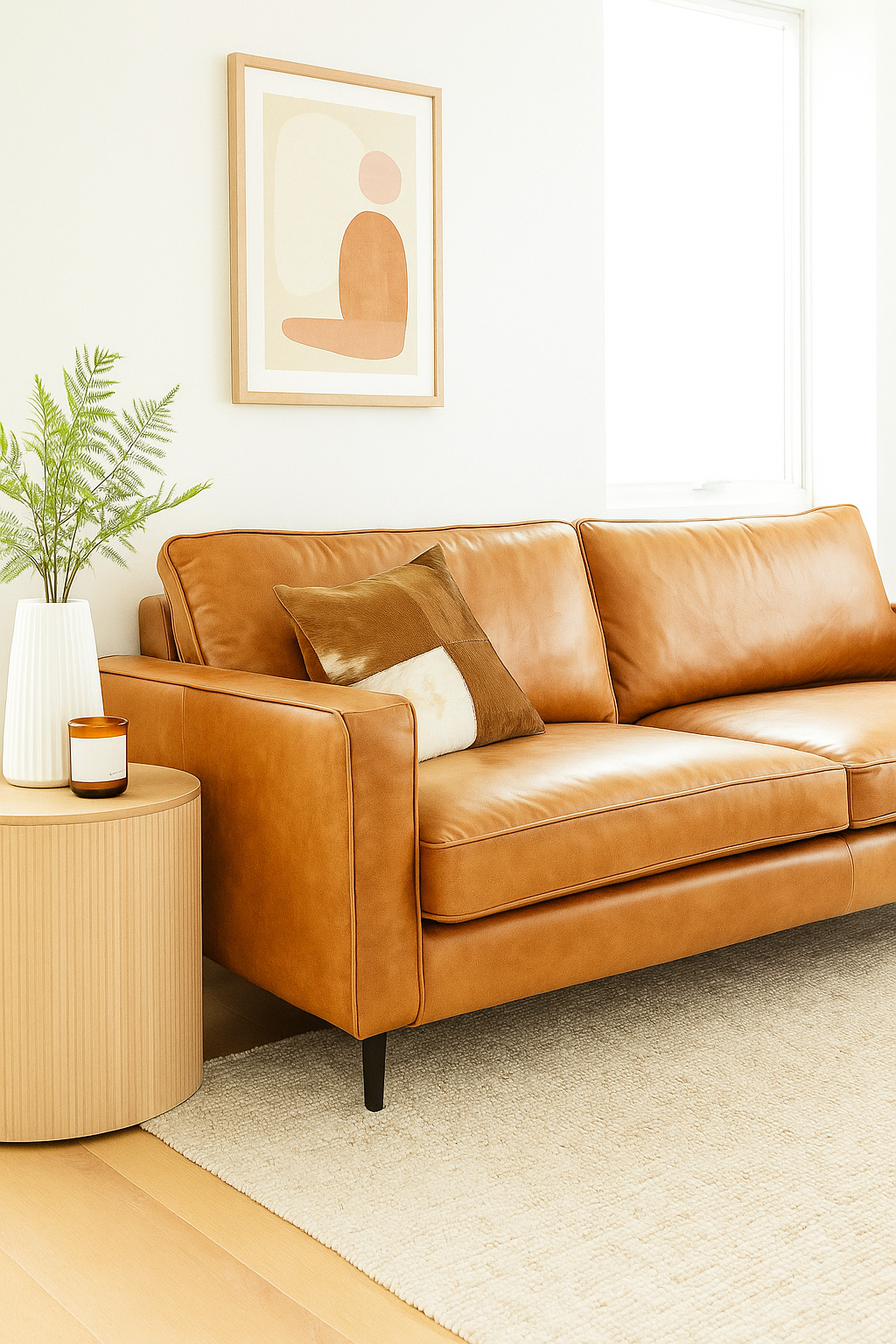 Natural cowhide accent cushion cover for rustic interiors