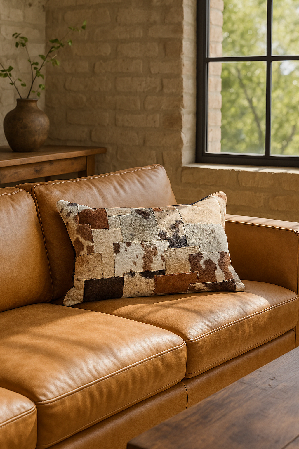 Western rustic cowhide lumbar pillow cushion cover
