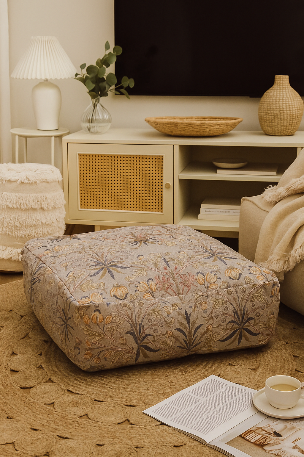 Moroccan Tree Mix ottoman cushion cover for pouf and footstool