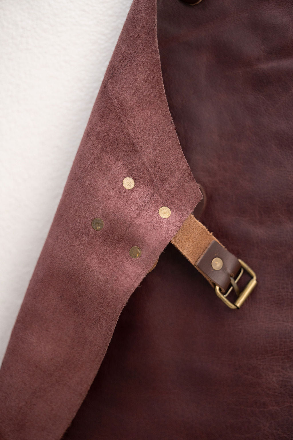 Brown leather utility apron for workshop cooking and everyday work