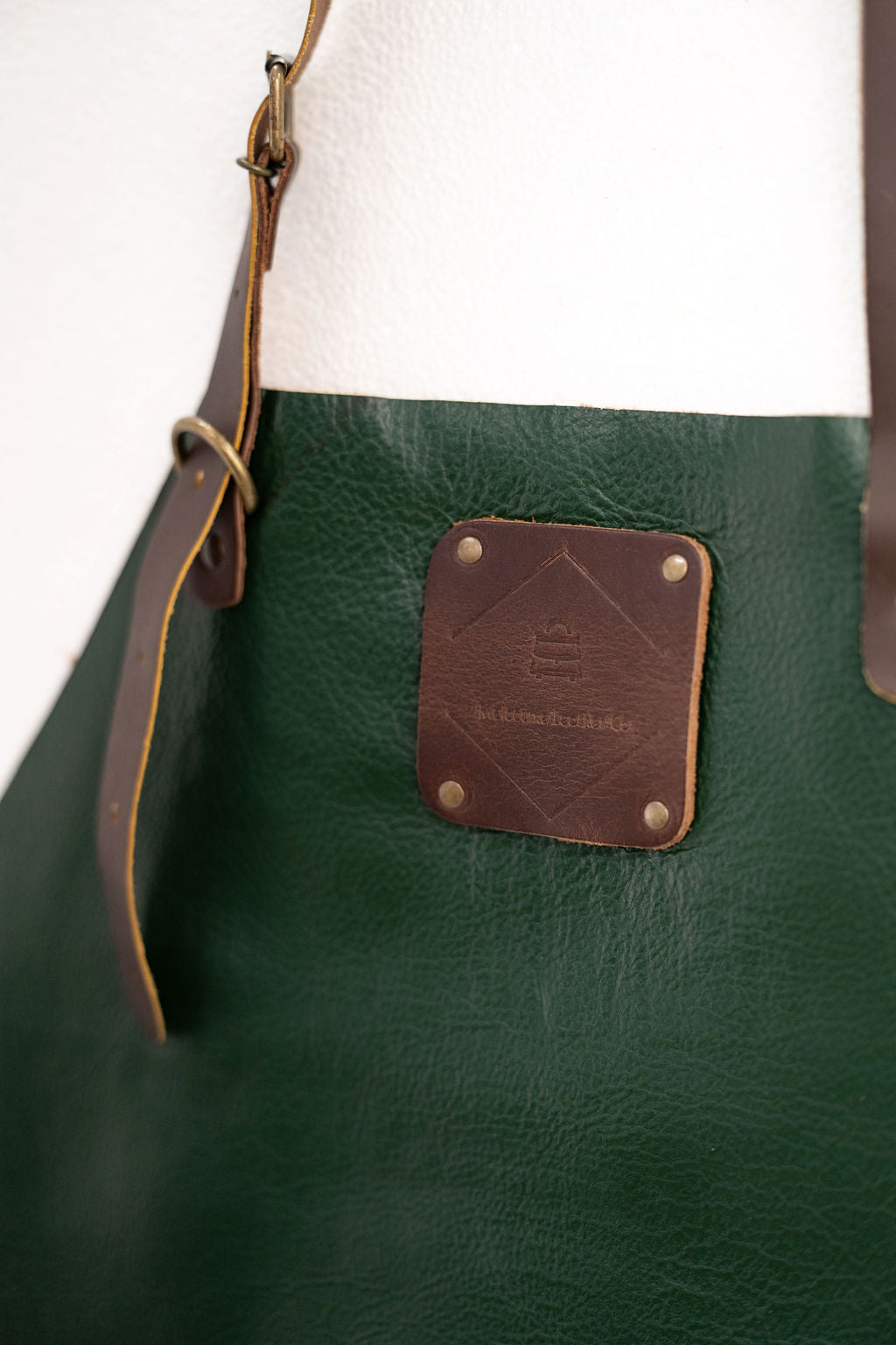 Durable Forest Green Leather Workshop Apron