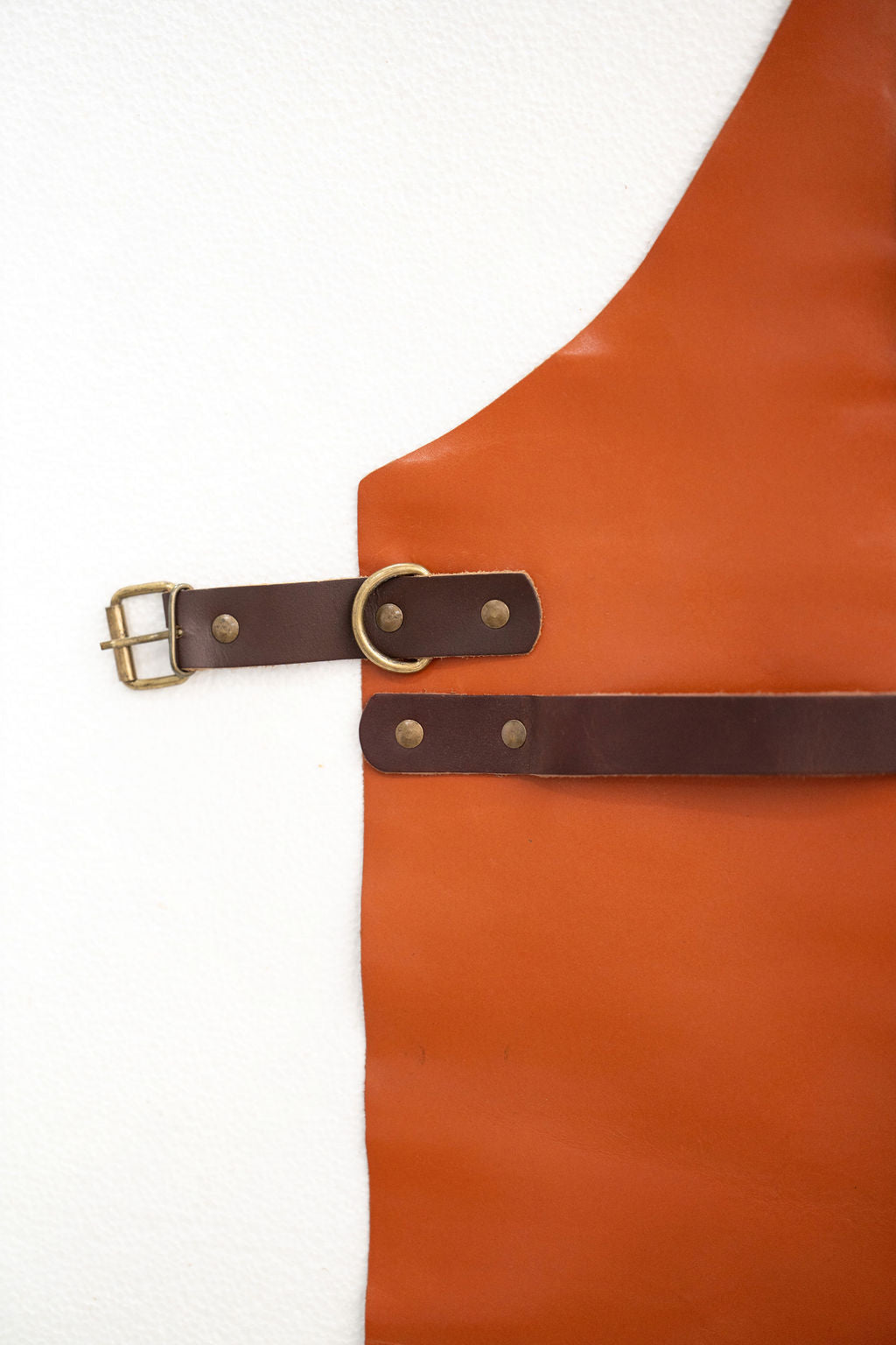 Cognac tan leather workshop apron for woodworking and crafts