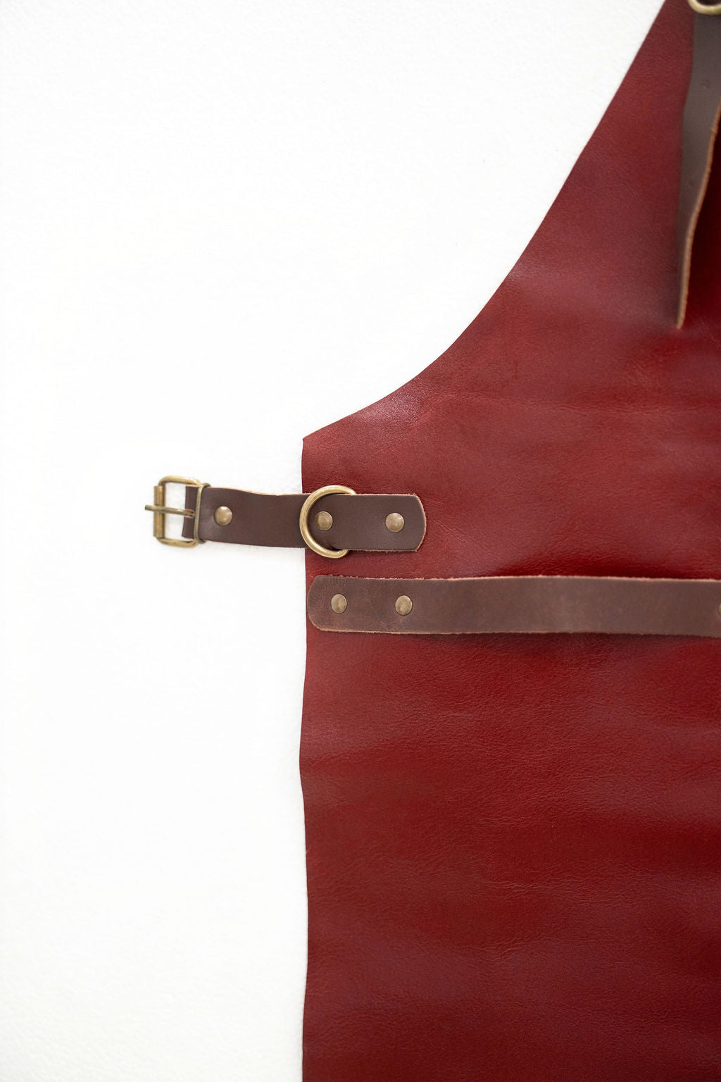 80x60 cm red leather work apron