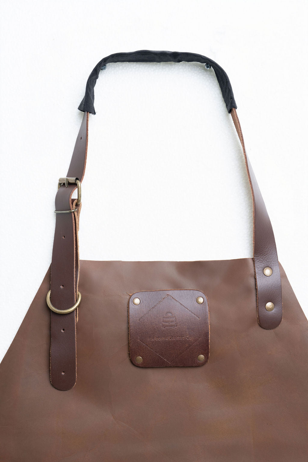 Premium brown leather apron for woodworking and workshop use