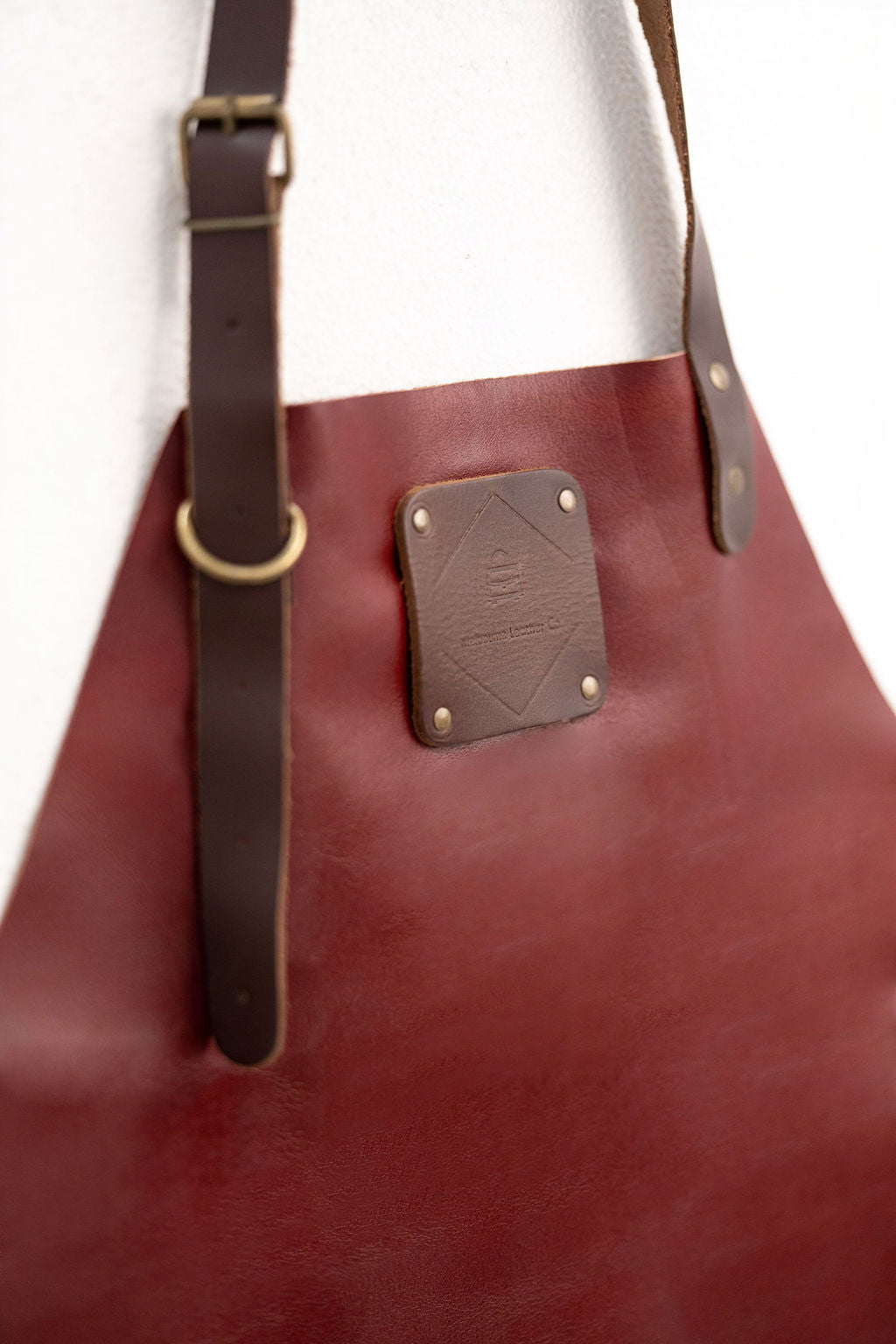 Durable red leather workshop apron