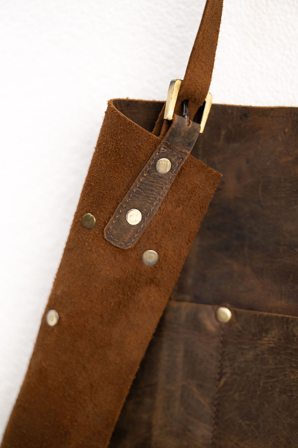 Premium vintage brown leather work apron 80x60 cm