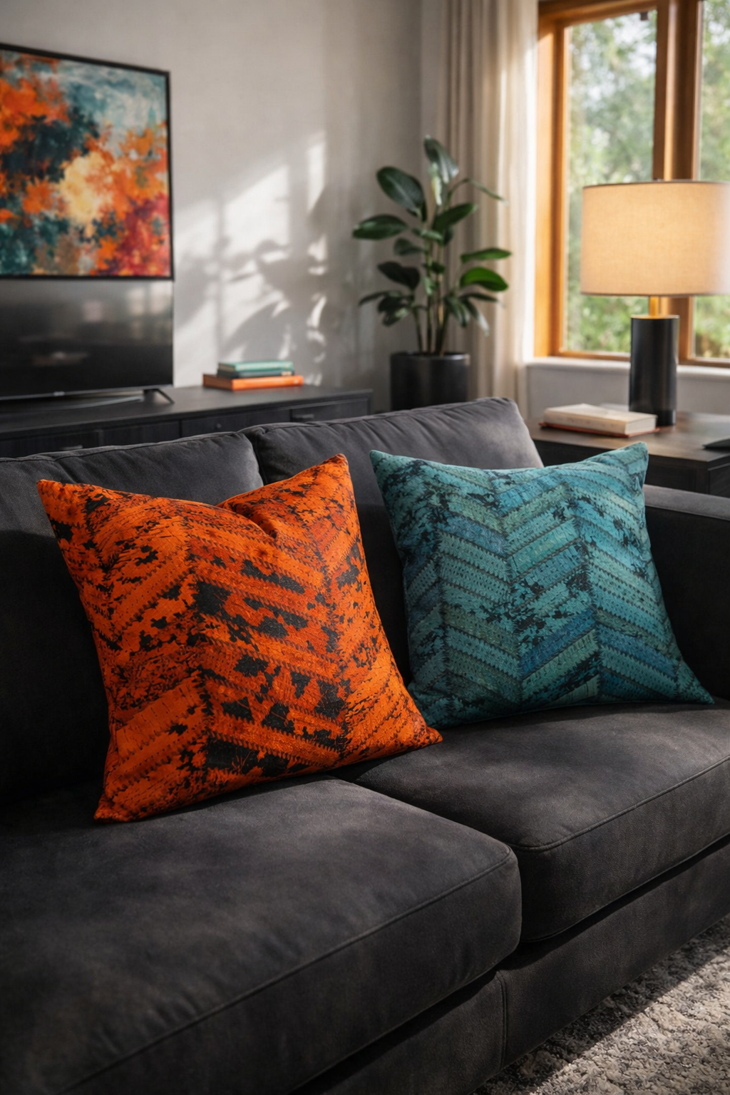 Teal rust patchwork cowhide throw pillow covers 40x40cm