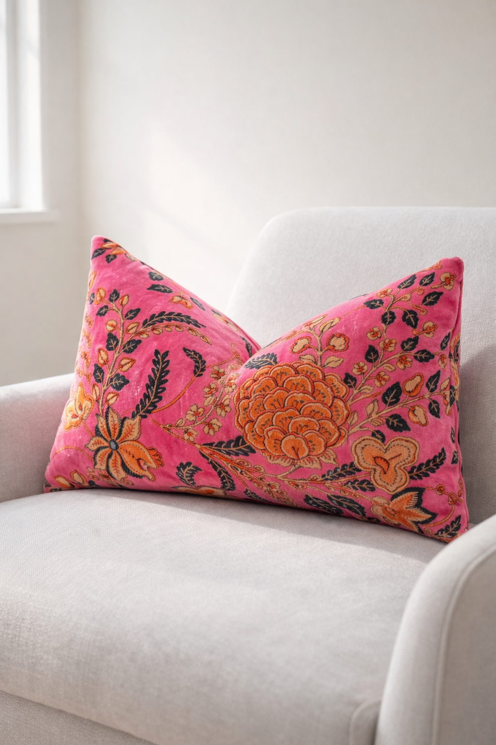 50x30 cm pink floral lumbar cushion cover for home decor