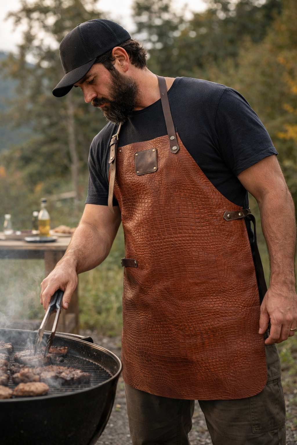 Premium croc embossed leather apron designed for craftsmen