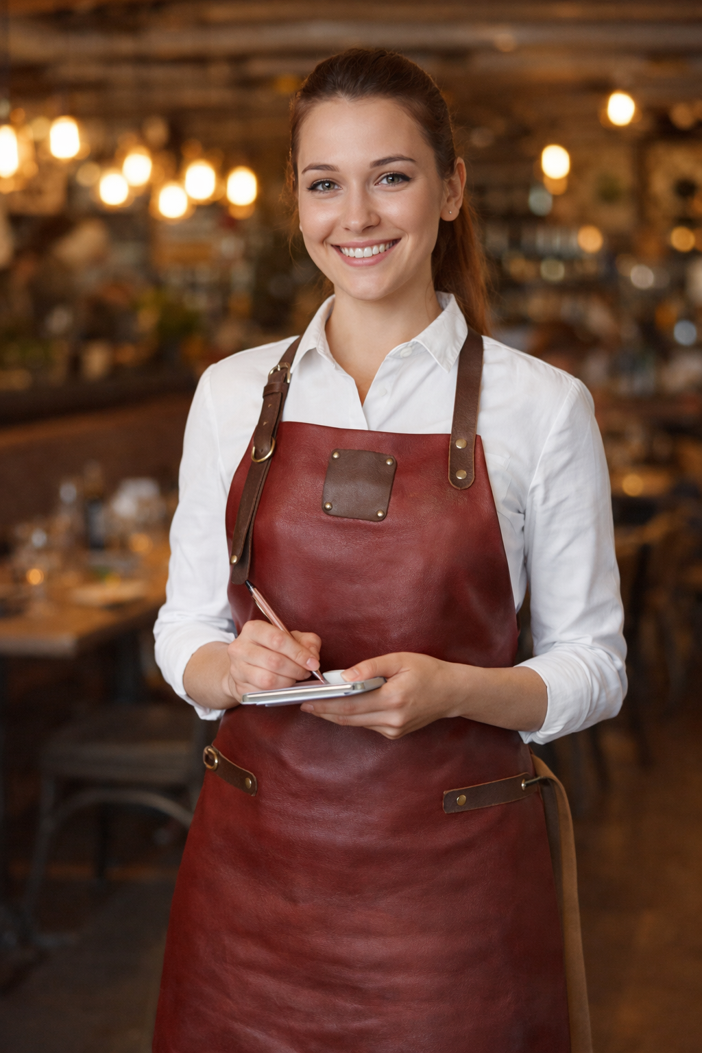 Premium red leather apron for craftsmen and artisans