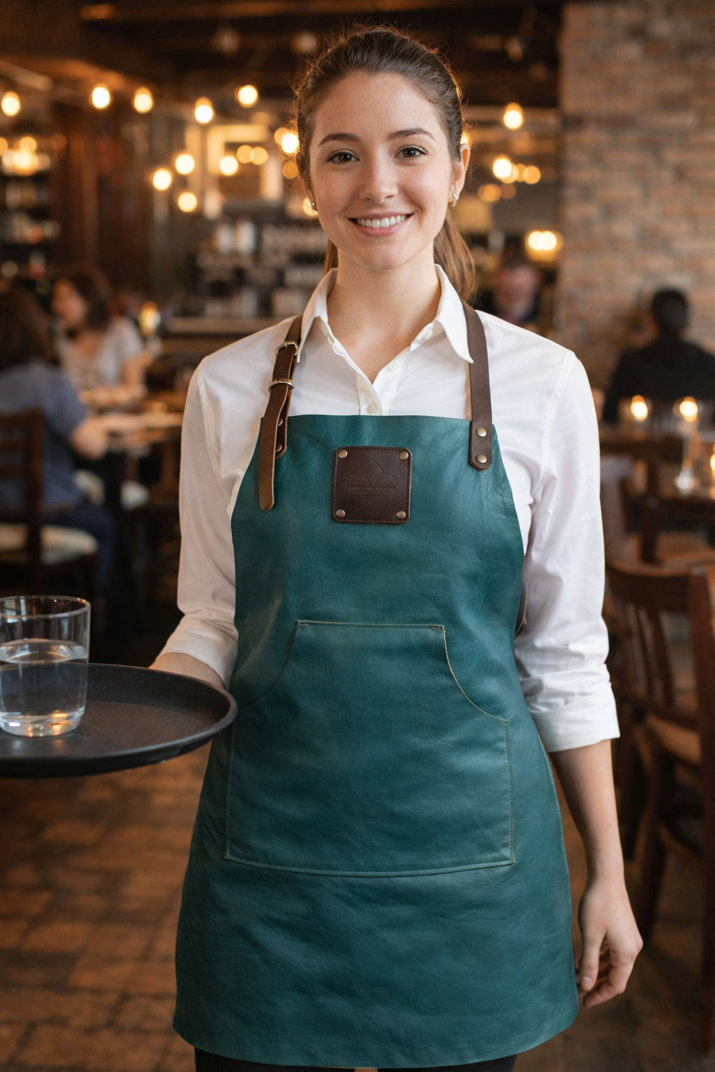 Craftluxe ocean teal leather apron for artisans and makers