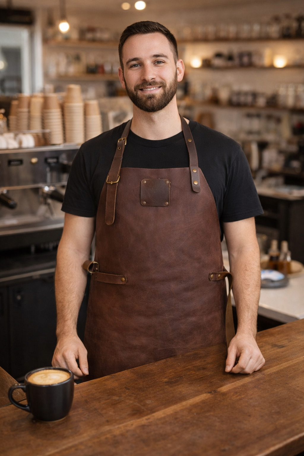 Craftluxe premium brown leather apron for workshop and crafts