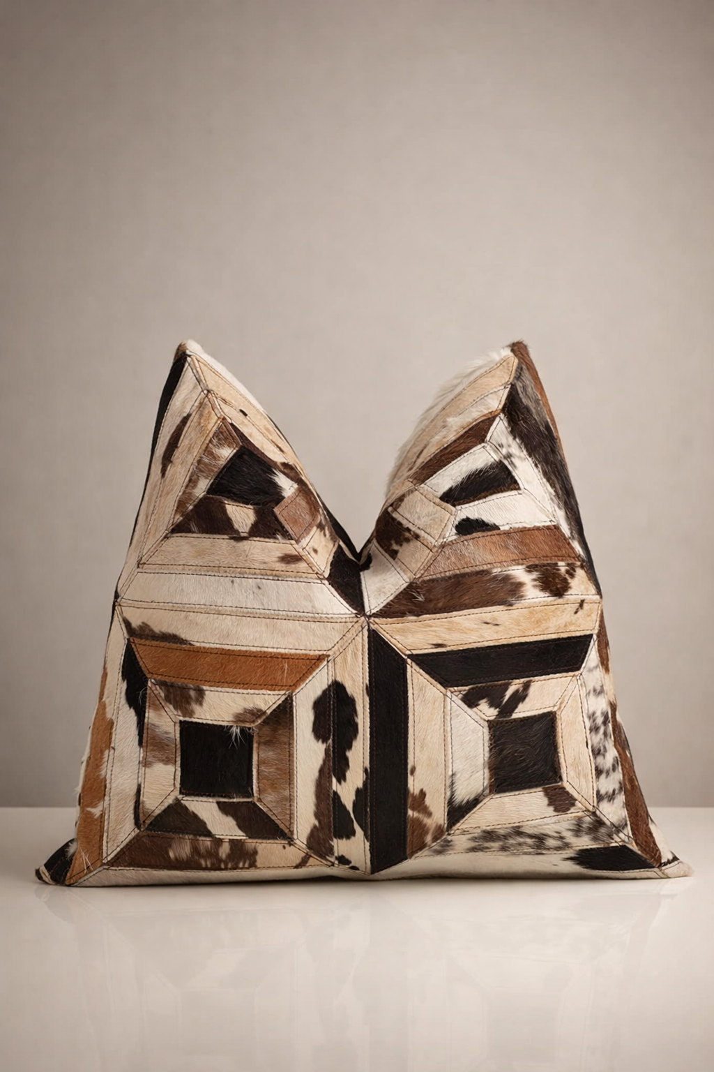 45x45cm handmade cowhide cushion with unique leather texture