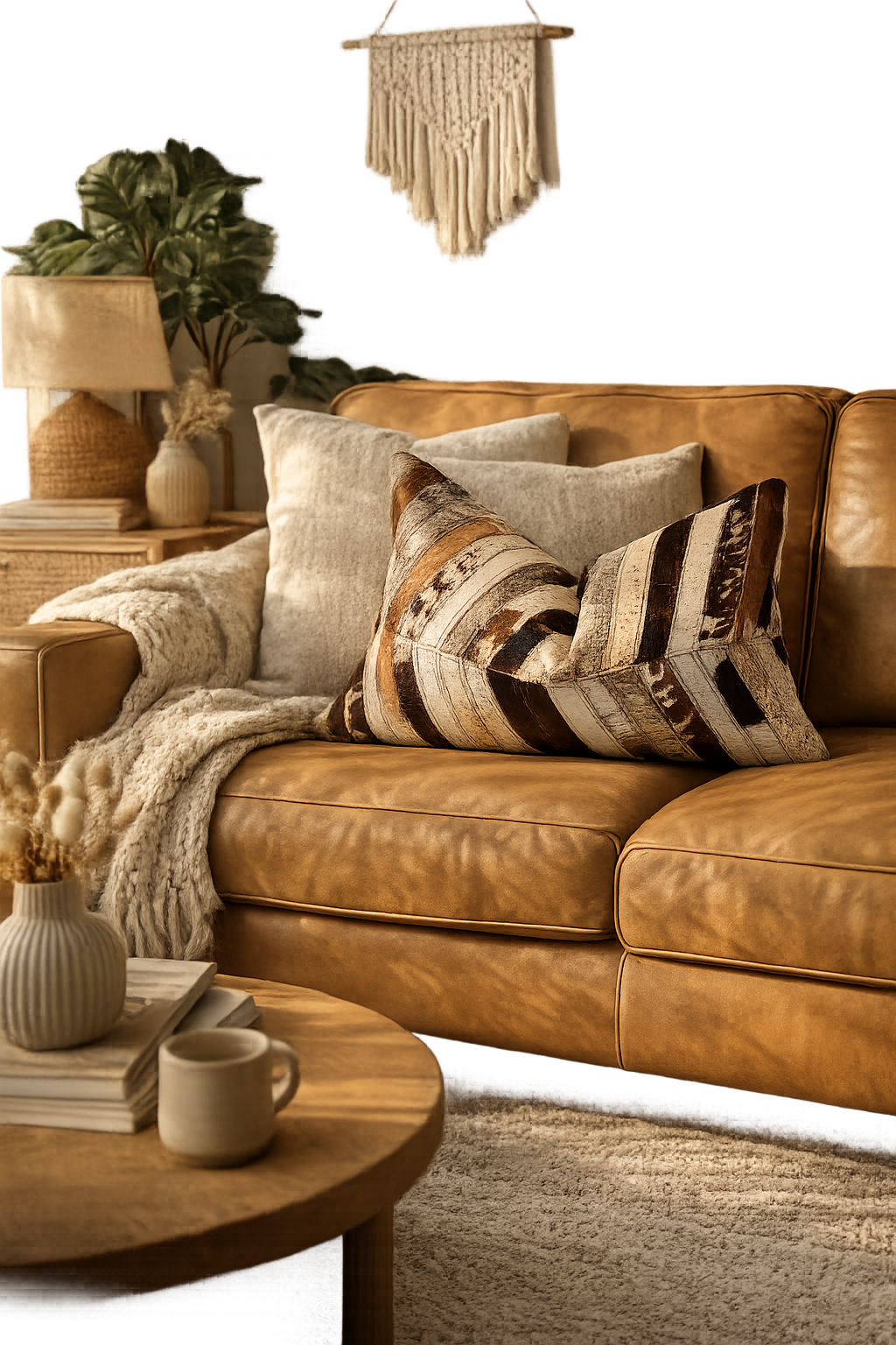 Luxury leather patchwork cushion cover for sofa and home décor