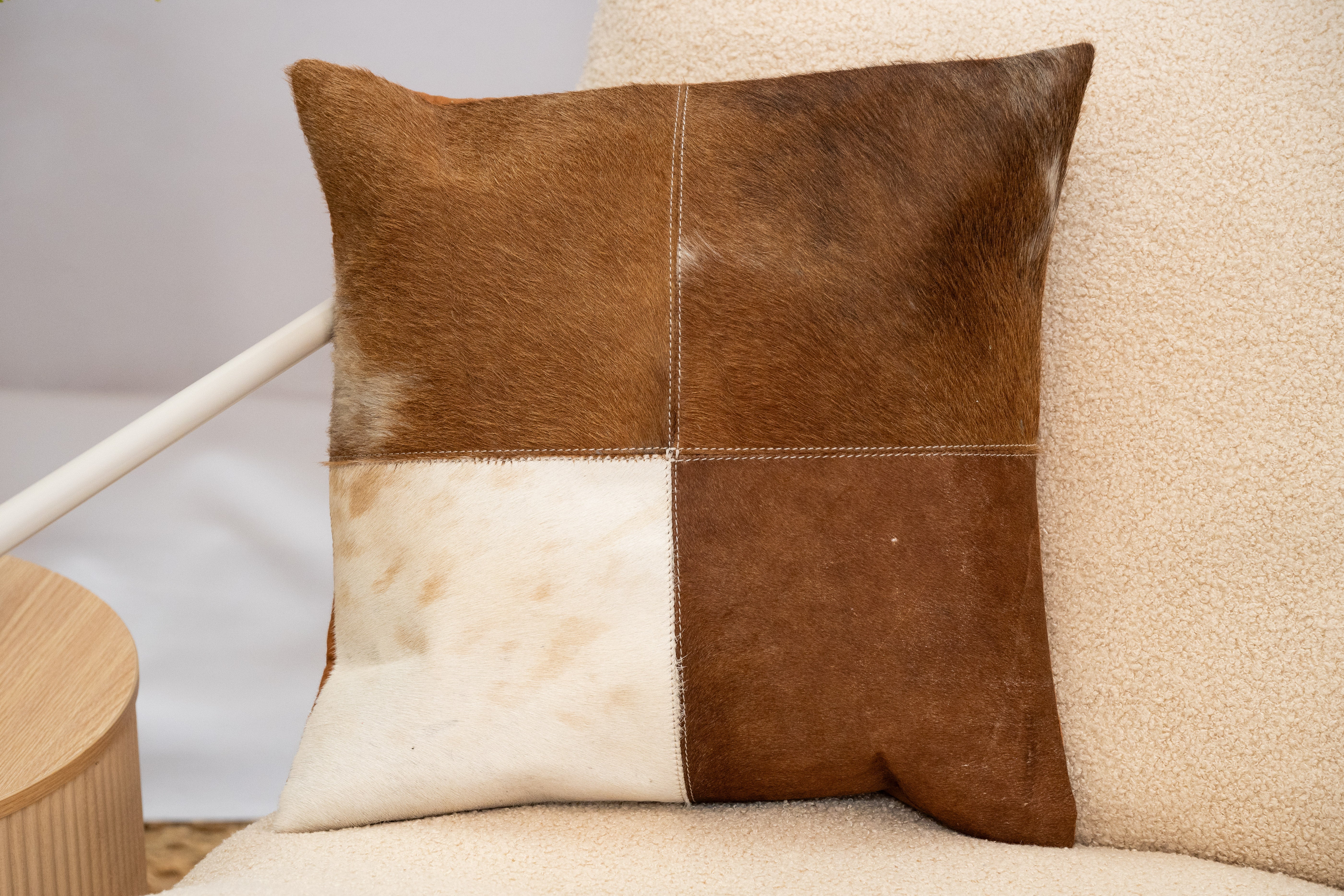 Rustic natural cowhide cushion cover for home decor