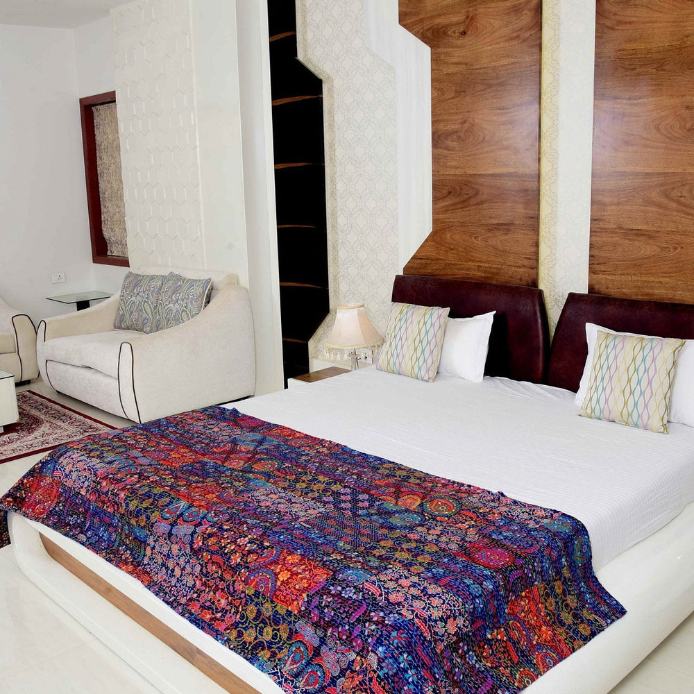 Purple Life Indian Kantha Quilt | Handmade Home Decor