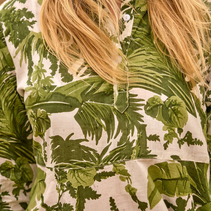 Set of 2 Cotton Maxi Dress ? Palm Reverie Tropical Green Print