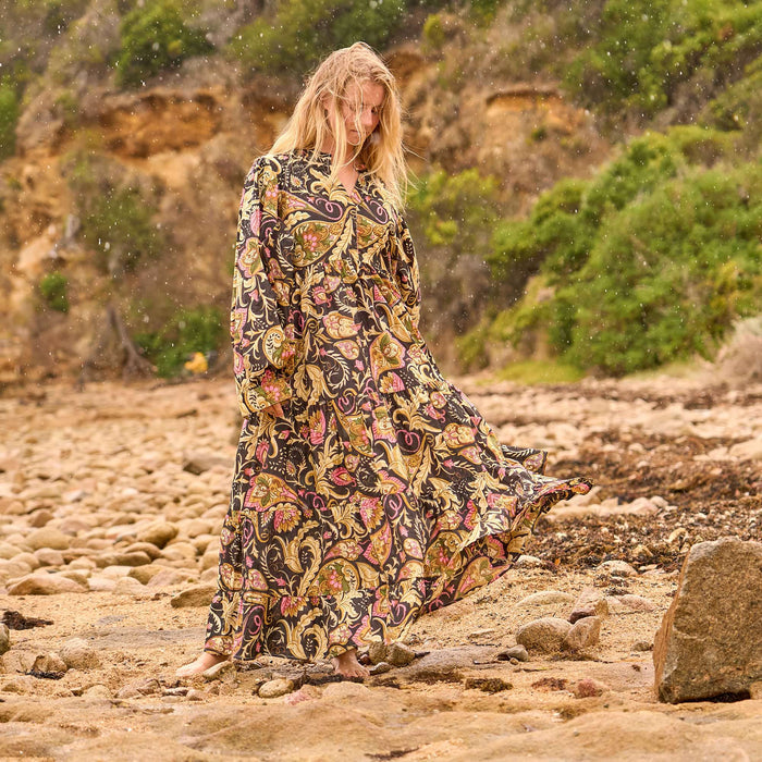 Set of 2 Cotton Maxi Dress ? Woodland Bloom Earthy in Handcrafted