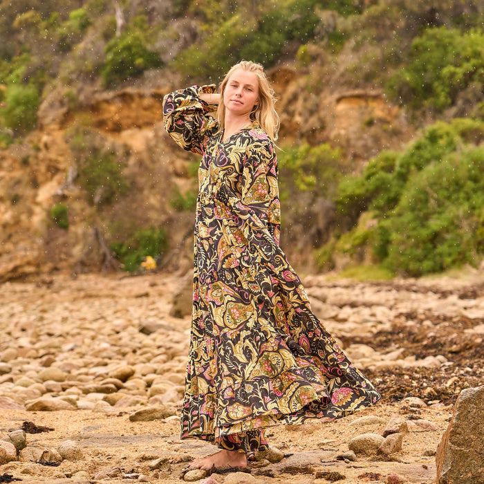 Set of 2 Cotton Maxi Dress ? Woodland Bloom Earthy in Handcrafted