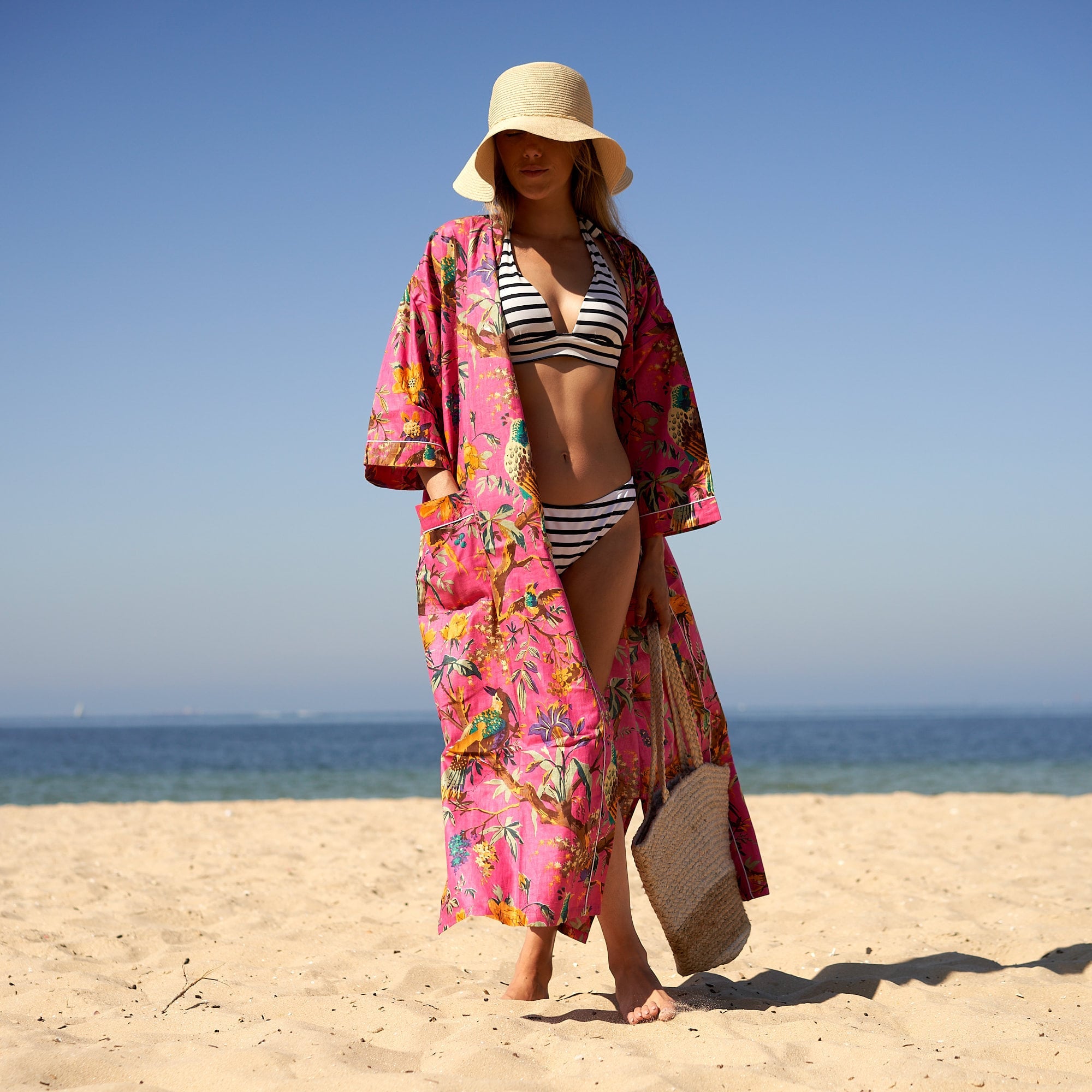 ‘Blossom Burst’ 100% Cotton Kimono Robe