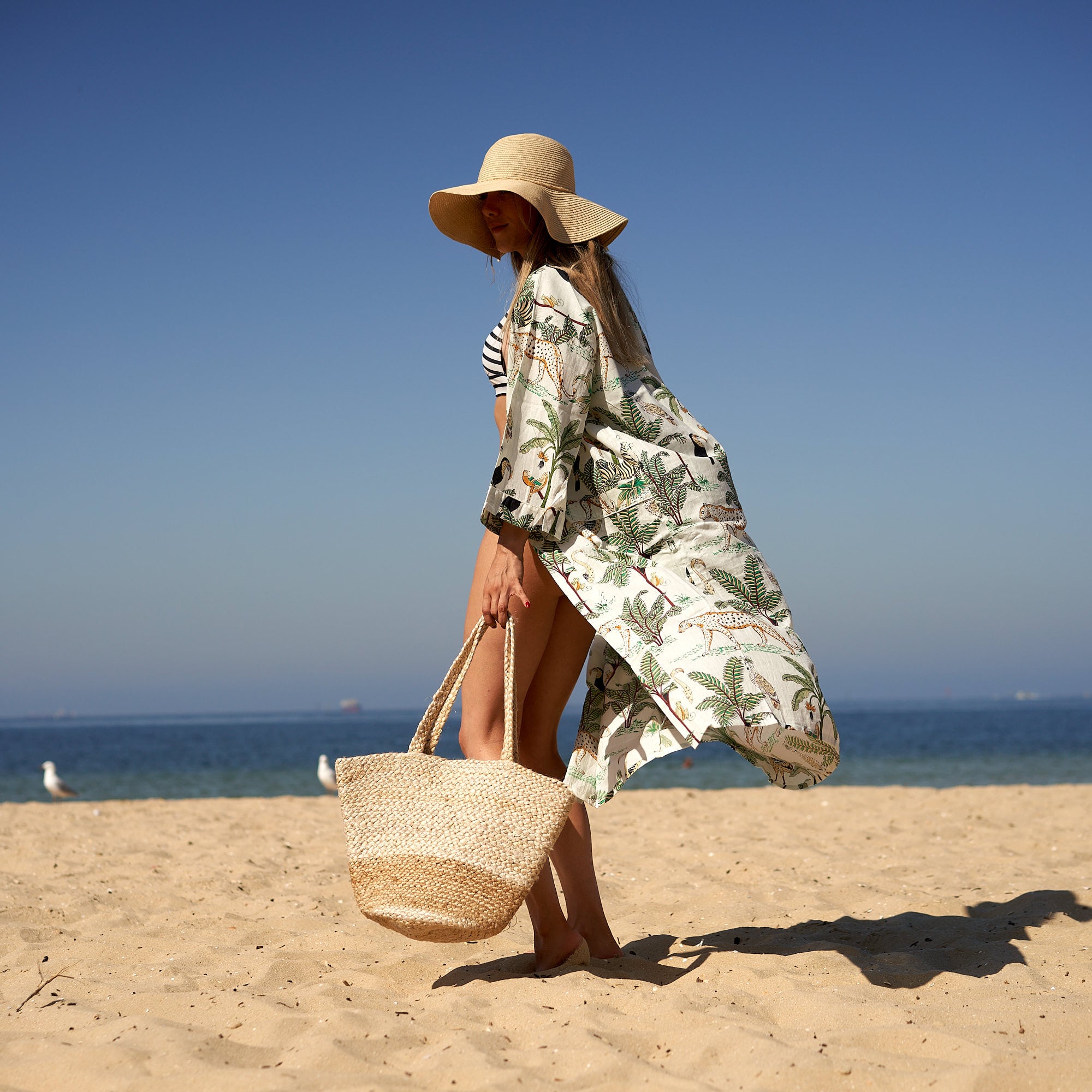 ‘Serengeti Safari’ 100% Cotton Kimono Robe
