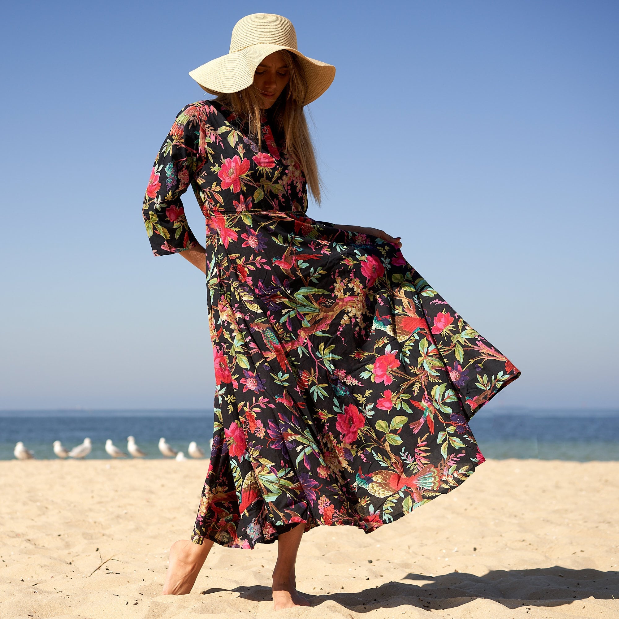 Set of 2 Umbrella 'Tropical Treasures' 100% Cotton Maxi Dress