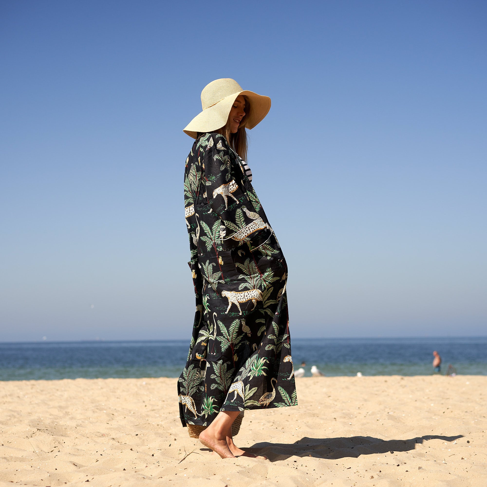 ‘Midnight Jungle’ 100% Cotton Kimono Robe