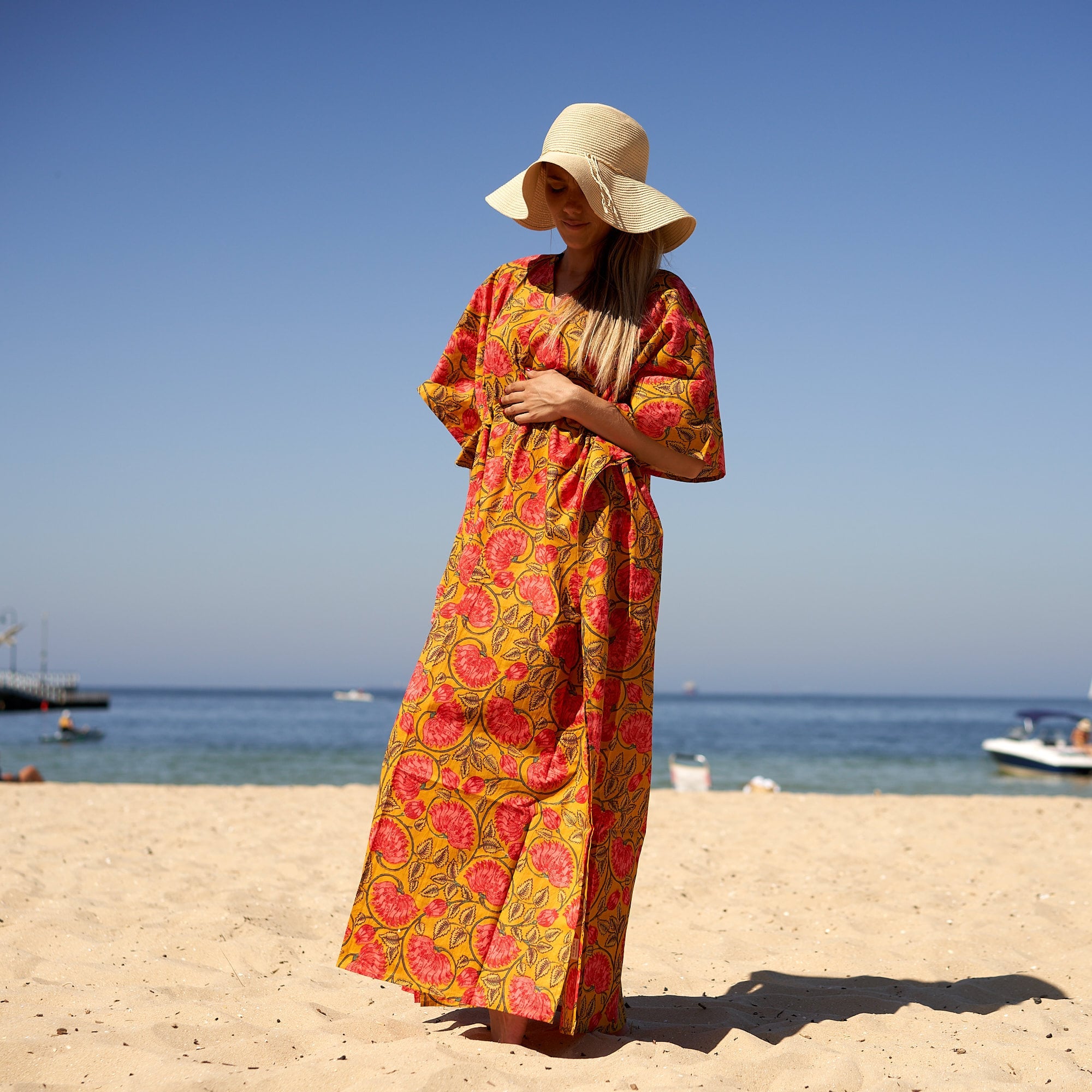 ‘Sunshine Soiree’ 100% Cotton Kaftan