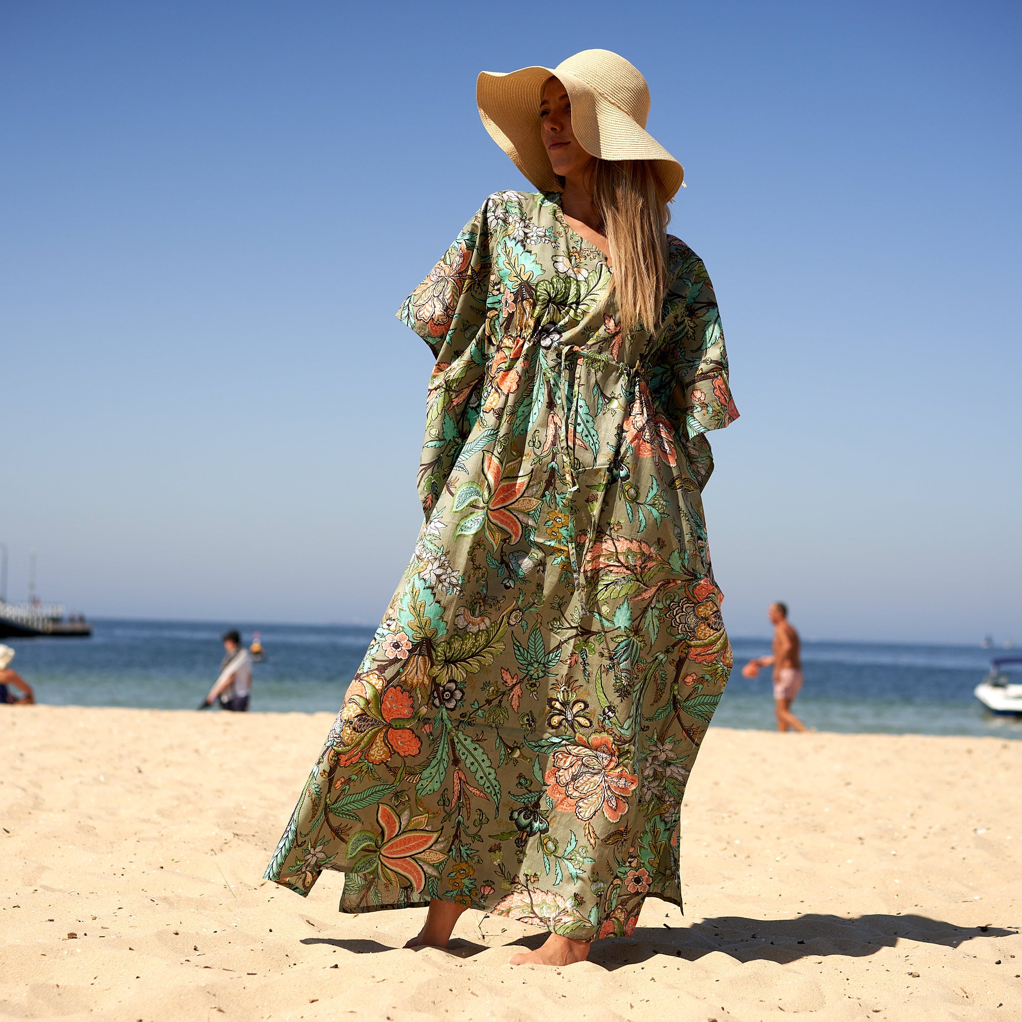‘Holiday Florals’ 100% Cotton Kaftan