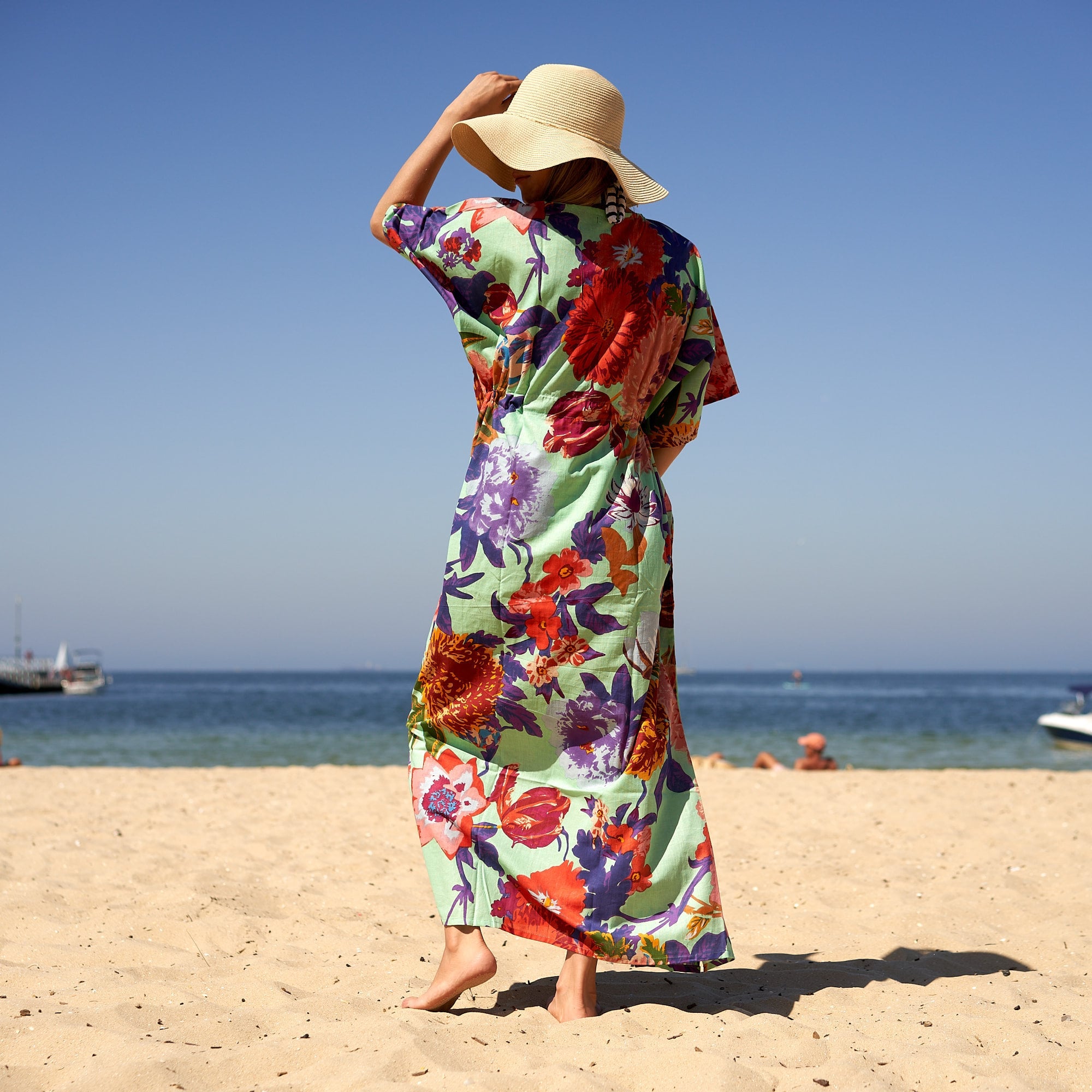 ‘Ocean Florals’ 100% Cotton Kaftan