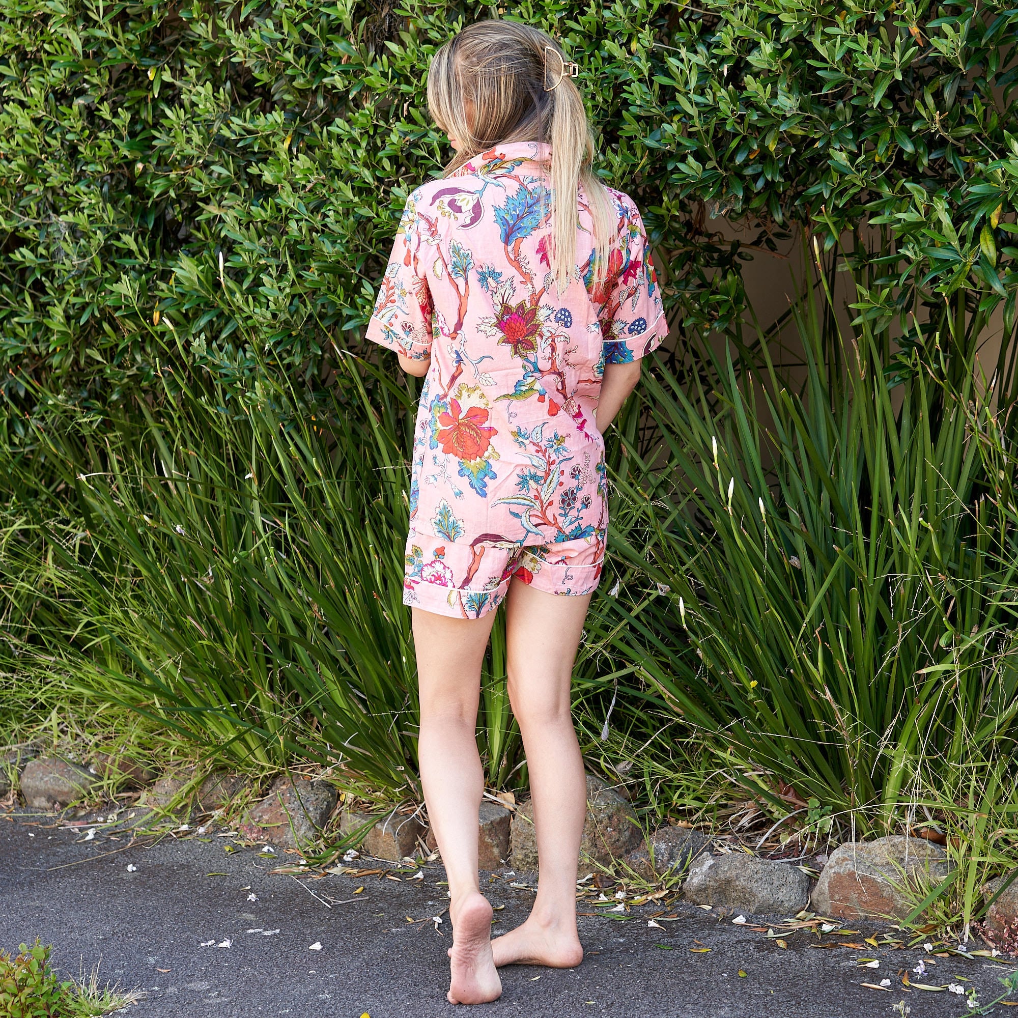 ‘Beachside Blooms’ 100% Cotton Pyjama Shorts Set