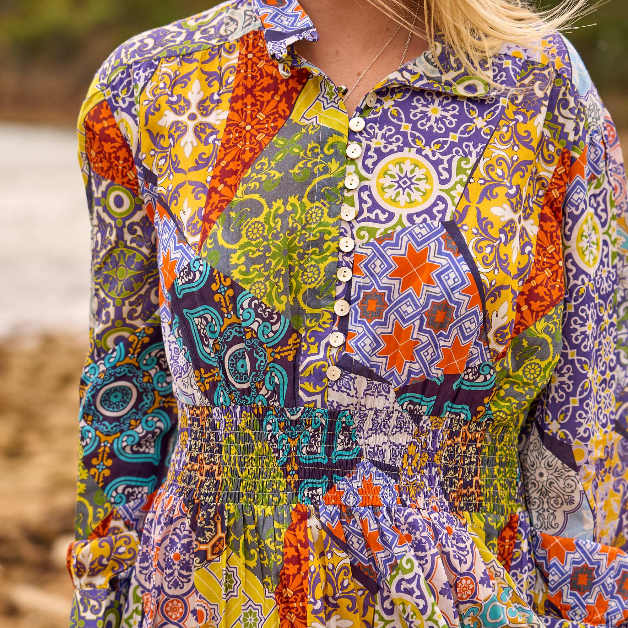 Handmade vintage patchwork maxi dress for women’s summer style