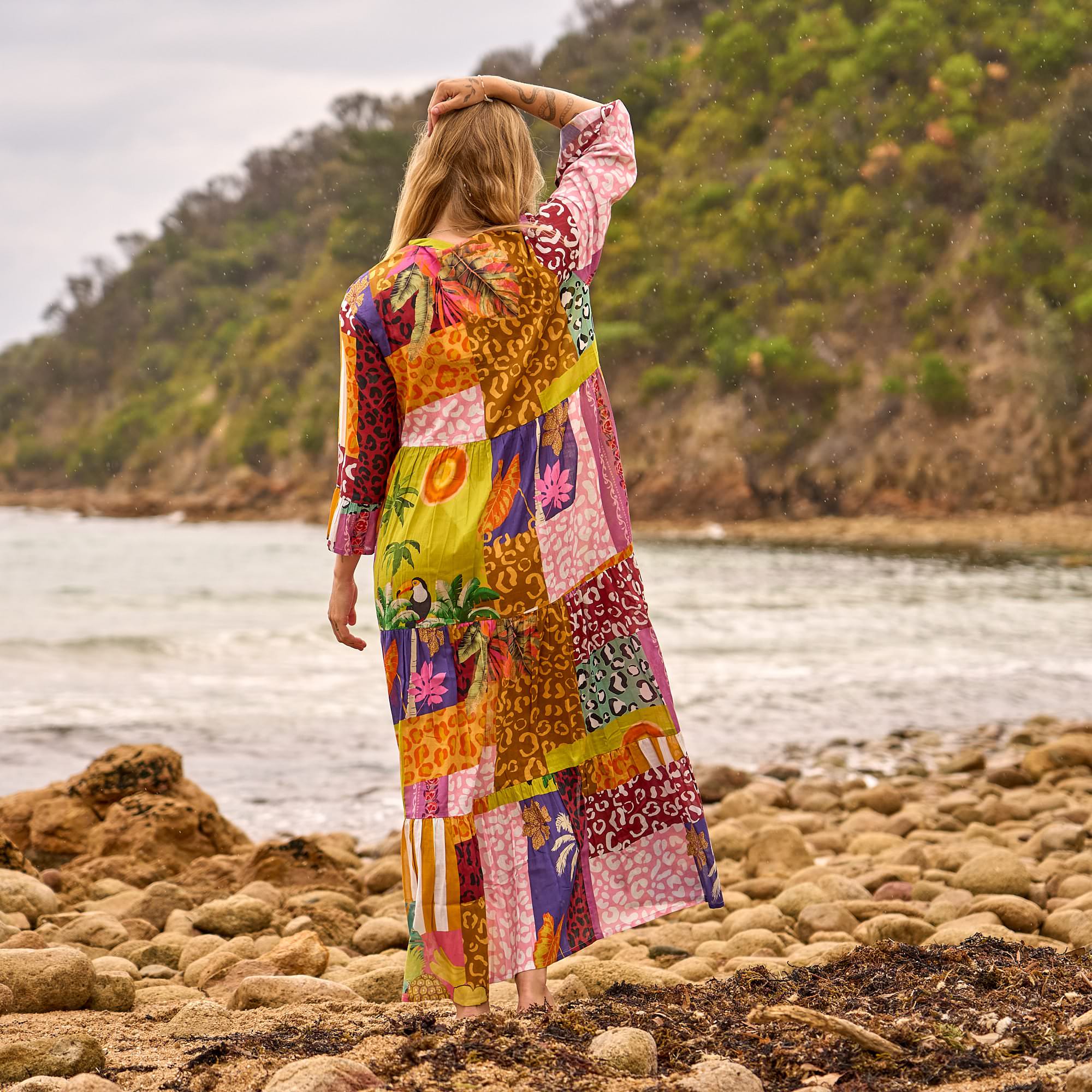 Women’s statement colour block maxi dress full length