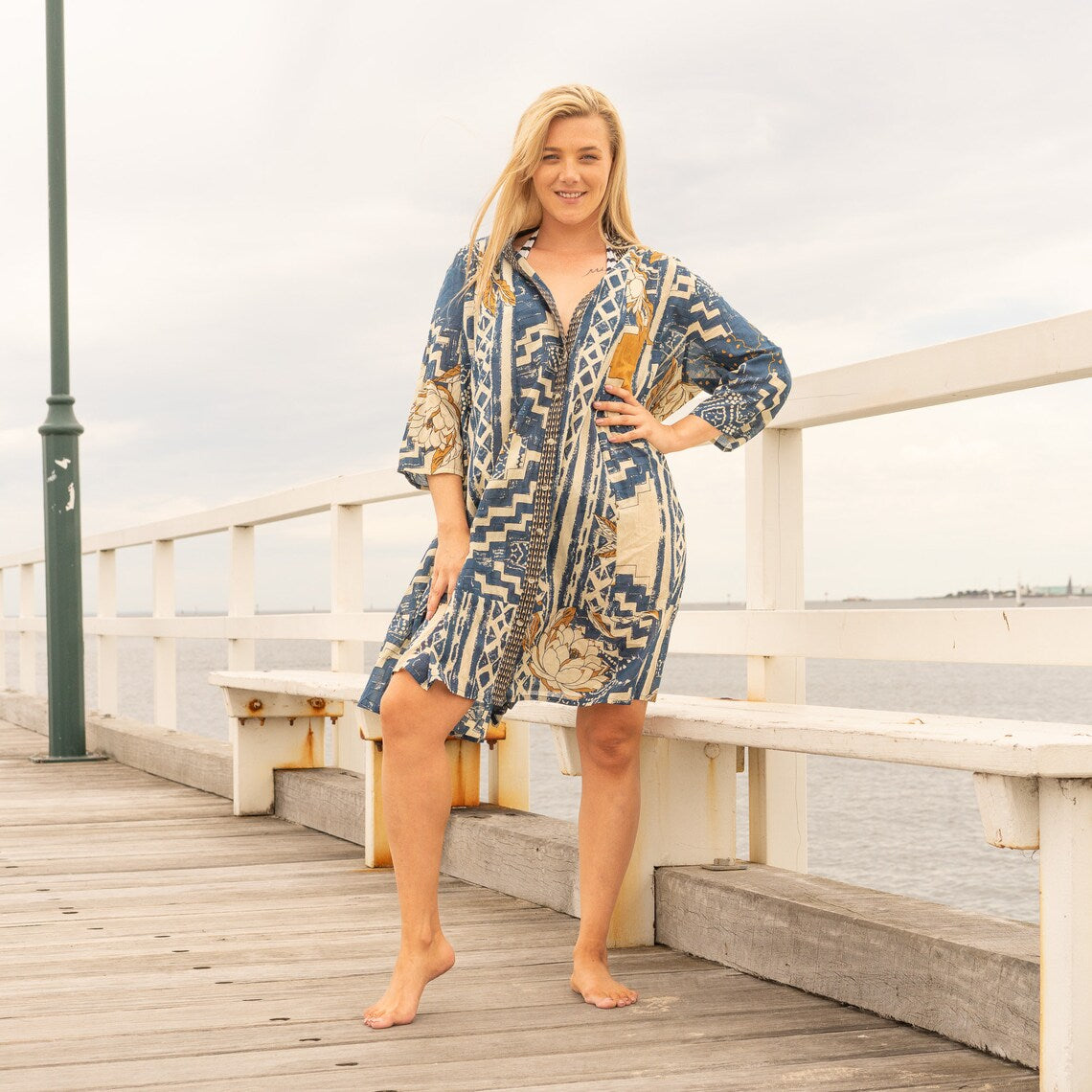 KALEIDOSCOPE KICK WOMEN'S COTTON SHIRT DRESS - ONE SIZE