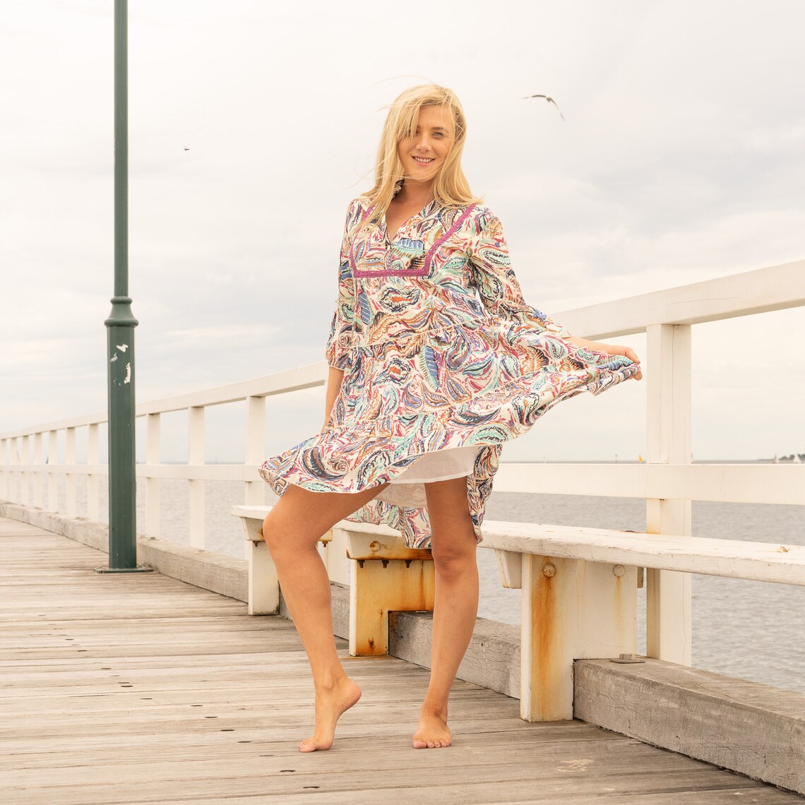 ISLAND LEMONADE WOMEN'S COTTON MAXI DRESS - ONE SIZE