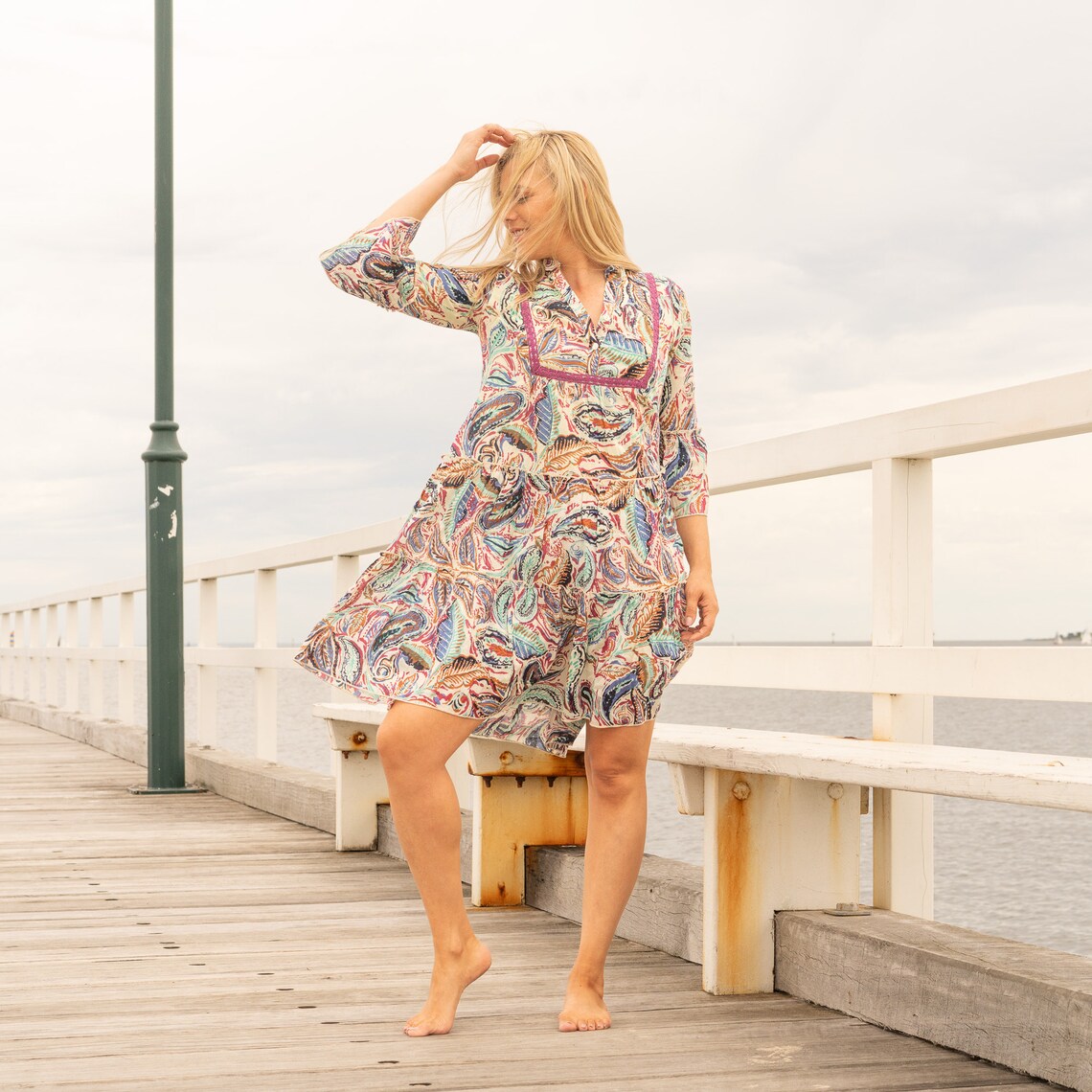 ISLAND LEMONADE WOMEN'S COTTON MAXI DRESS - ONE SIZE