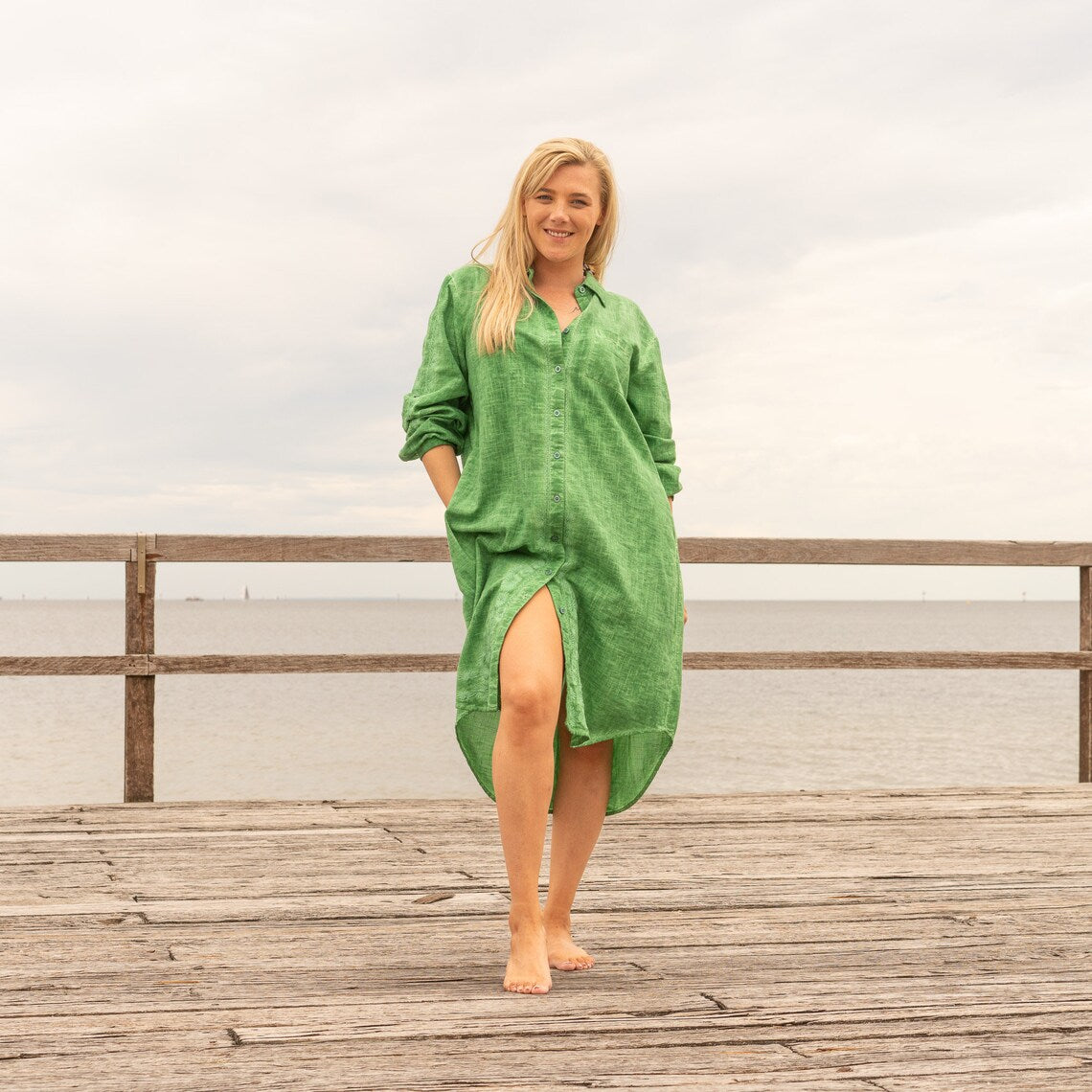 BUDDING BEAUTY WOMEN'S COTTON SHIRT DRESS - ONE SIZE