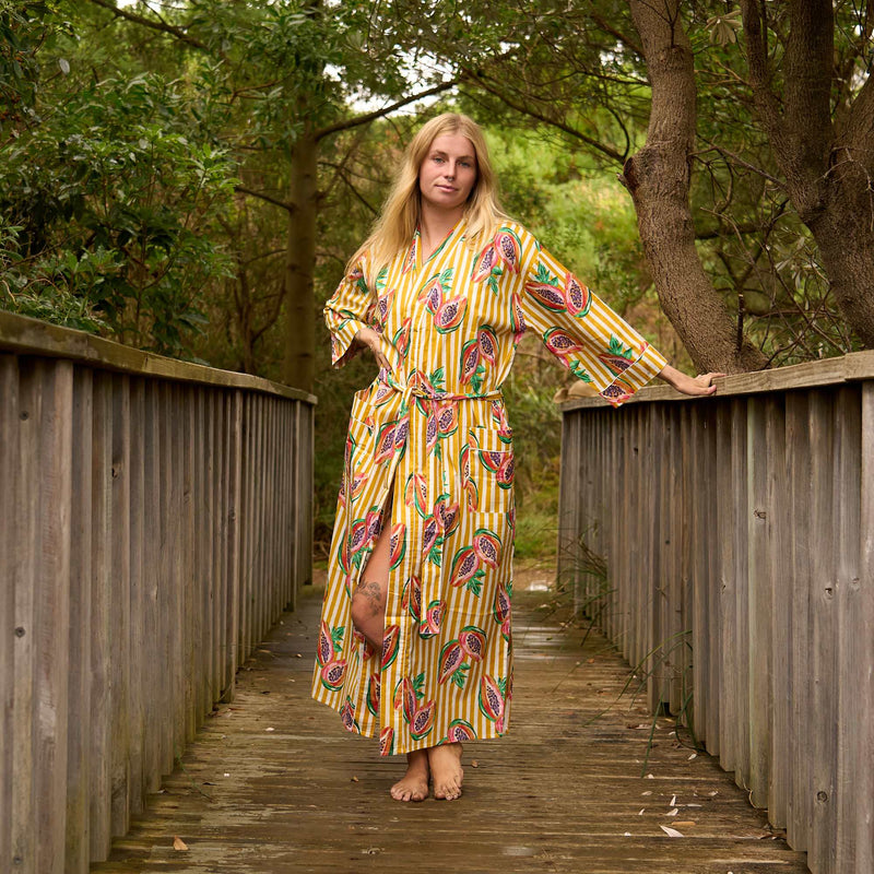 Tropical Sunshine Kimono - Cotton Robe for Beach & Lounge Vibes
