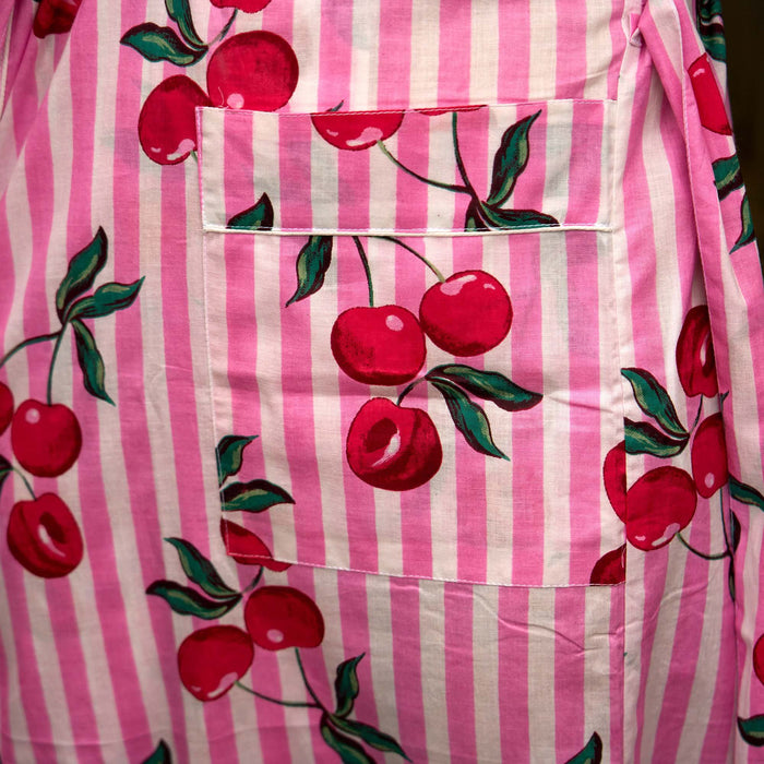 Women's Pink Cherry Kimono Robe - Lightweight Cotton Cover-Up